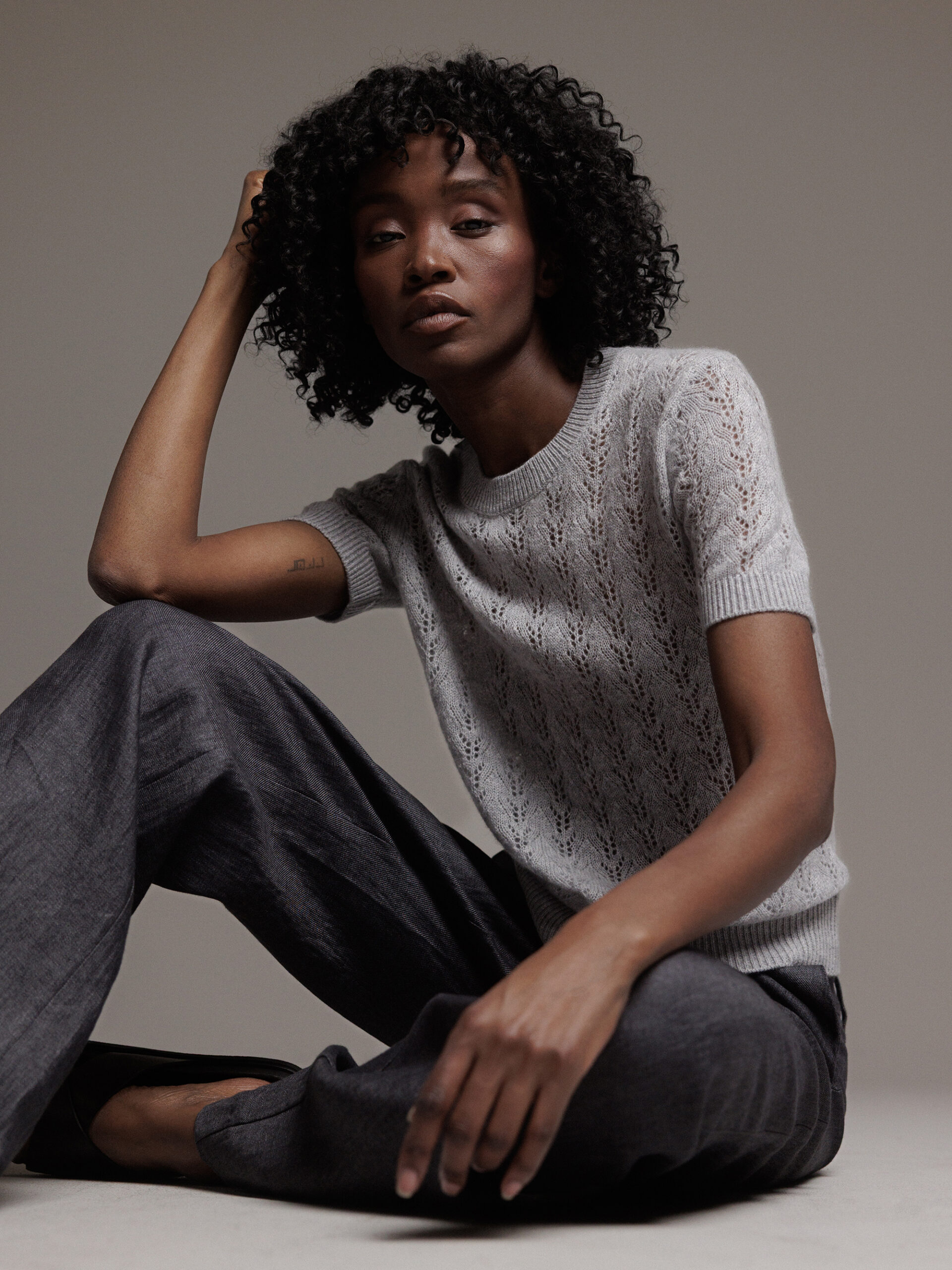 DANIELS Kurzarm- Feinstrickpullover aus Cashmere Damen (SILBER H1001)