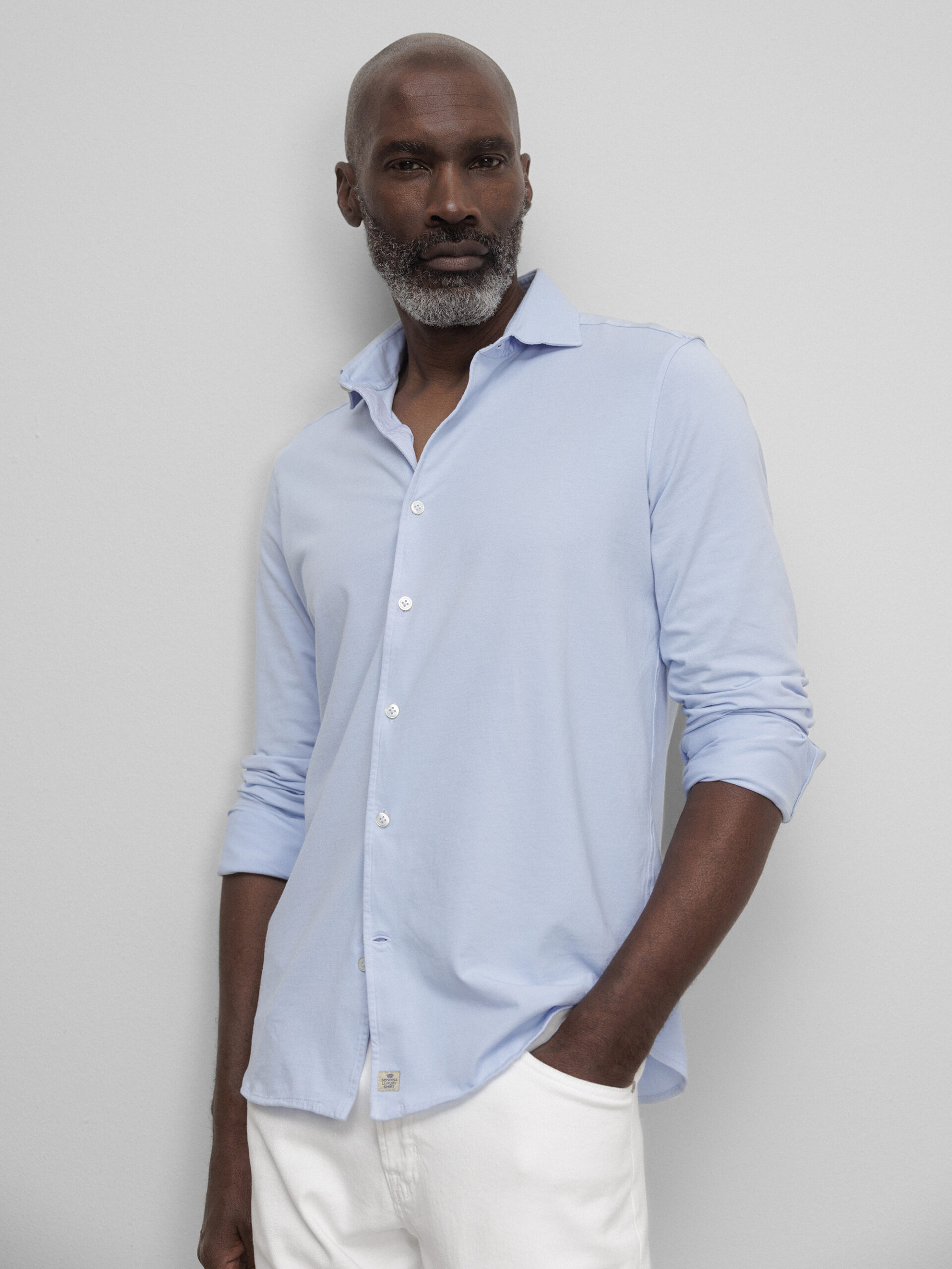 SONRISA Baumwollhemd Herren (B16 BLUE BLEACHED)