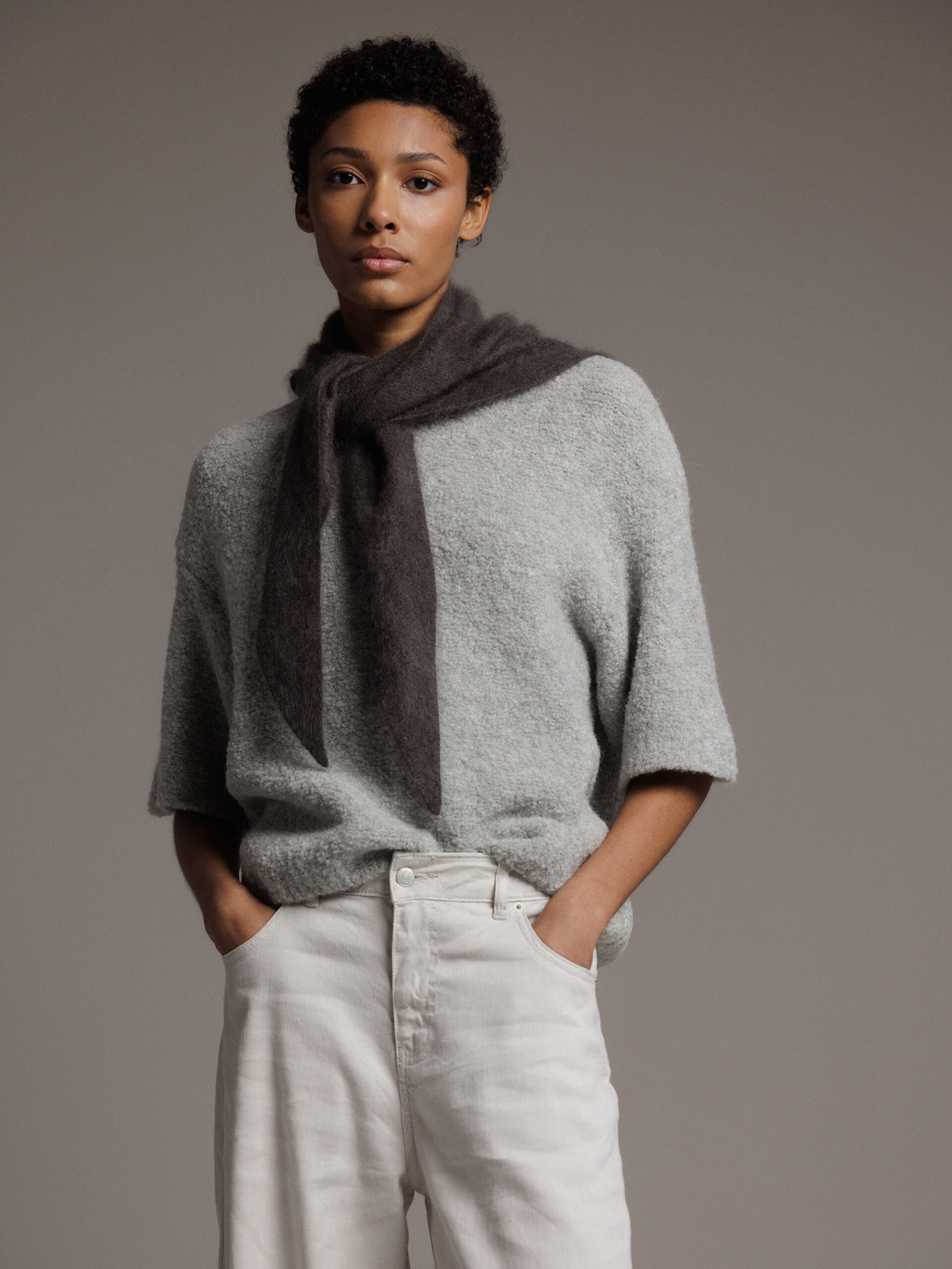 AMERICAN VINTAGE Kurzarm- Pullover Damen (GRIS CHINE)