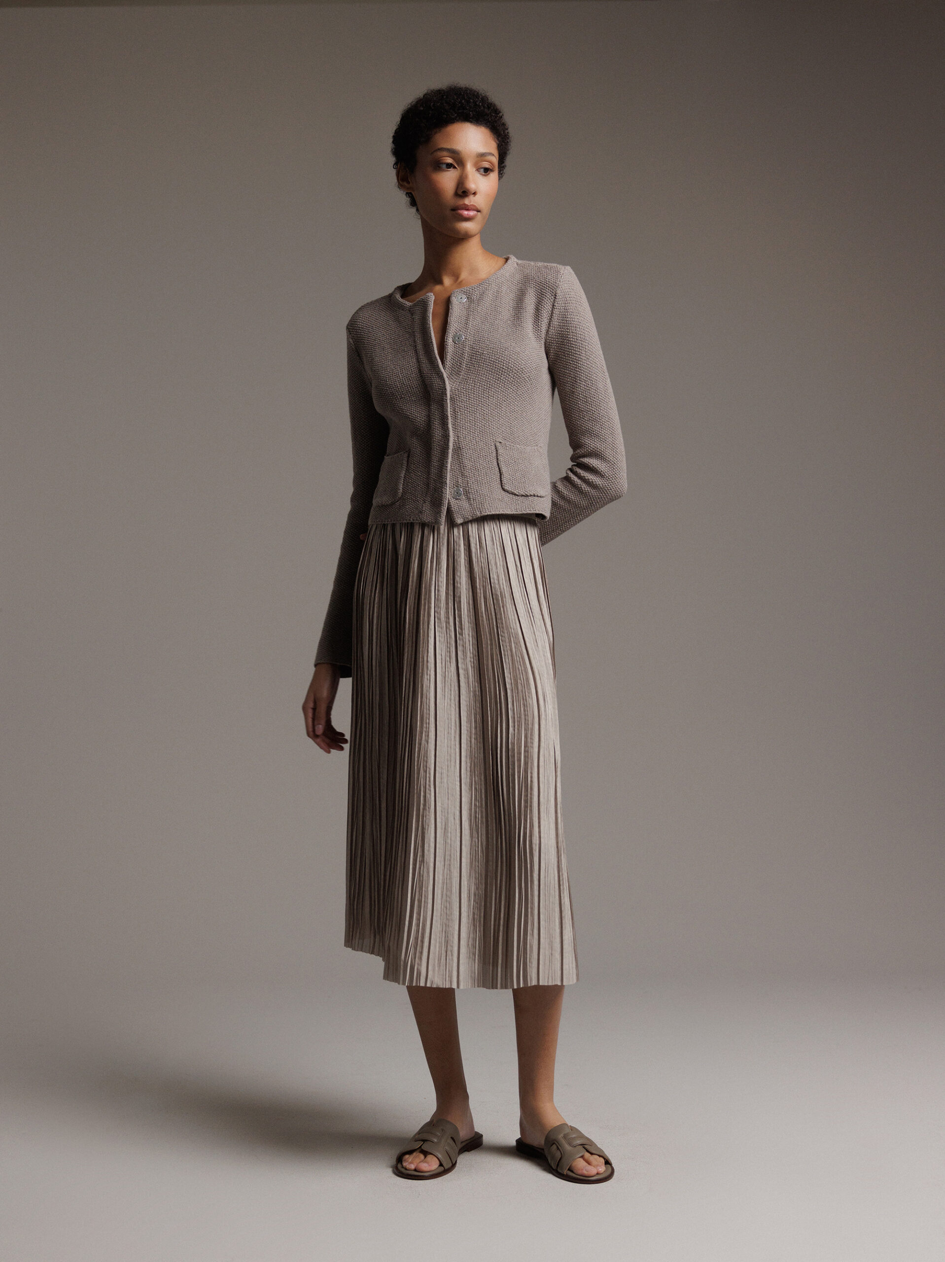 DANIELS Midi- Plisseerock Damen (TAUPE 37)