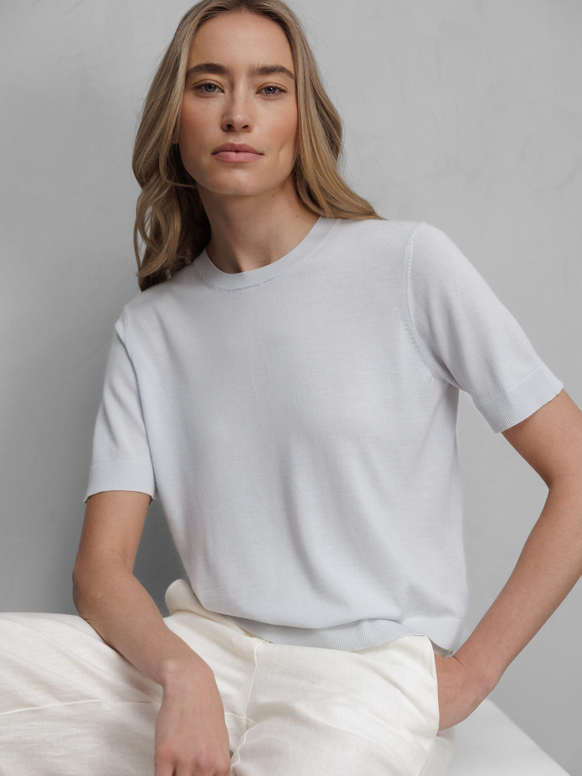 DANIELS Kurzarm- Feinstrickpullover aus Merinowolle Damen (MINT)