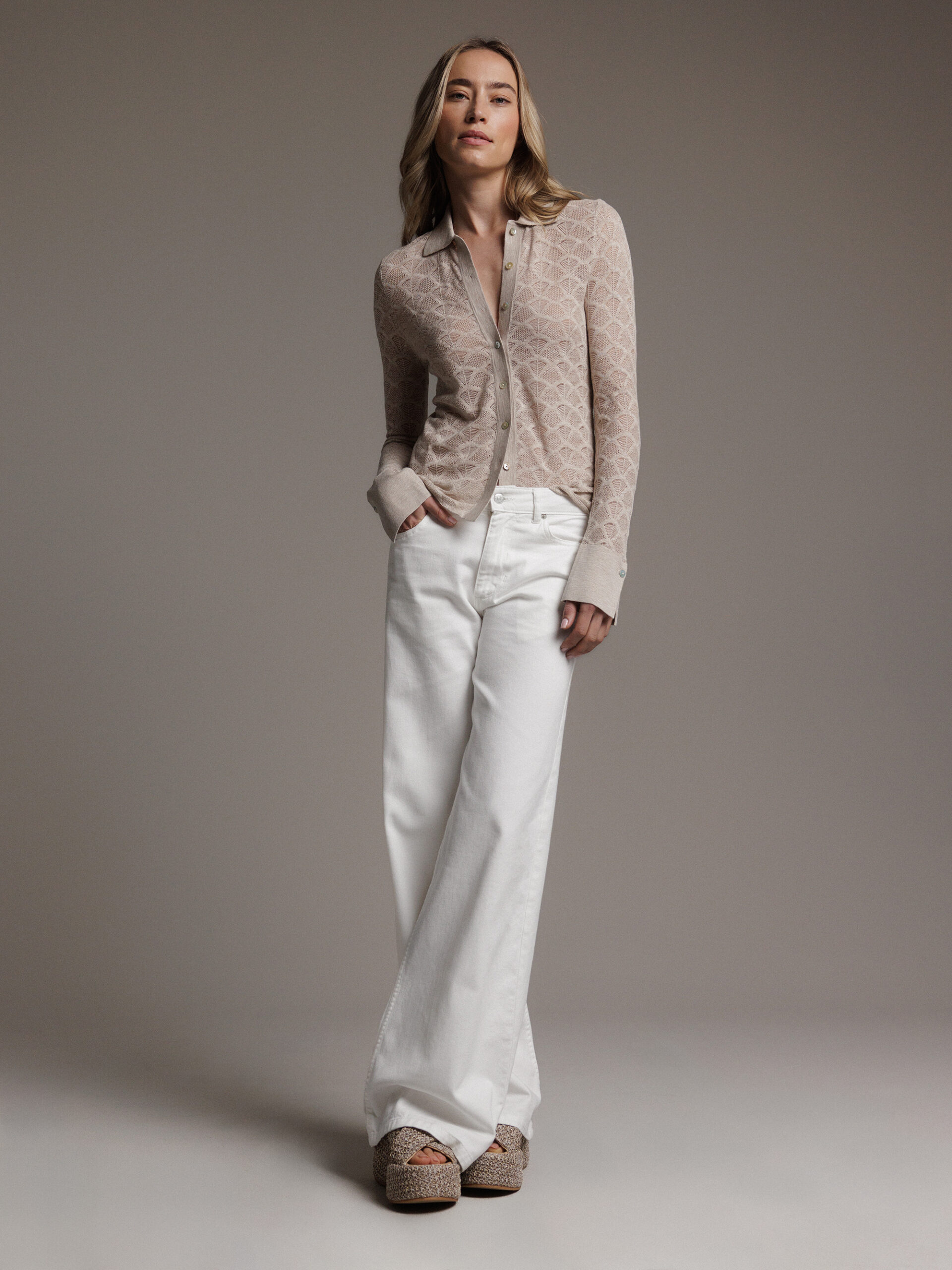 DANIELS Bluse mit Ajourmuster Damen (BEIGE 1002)