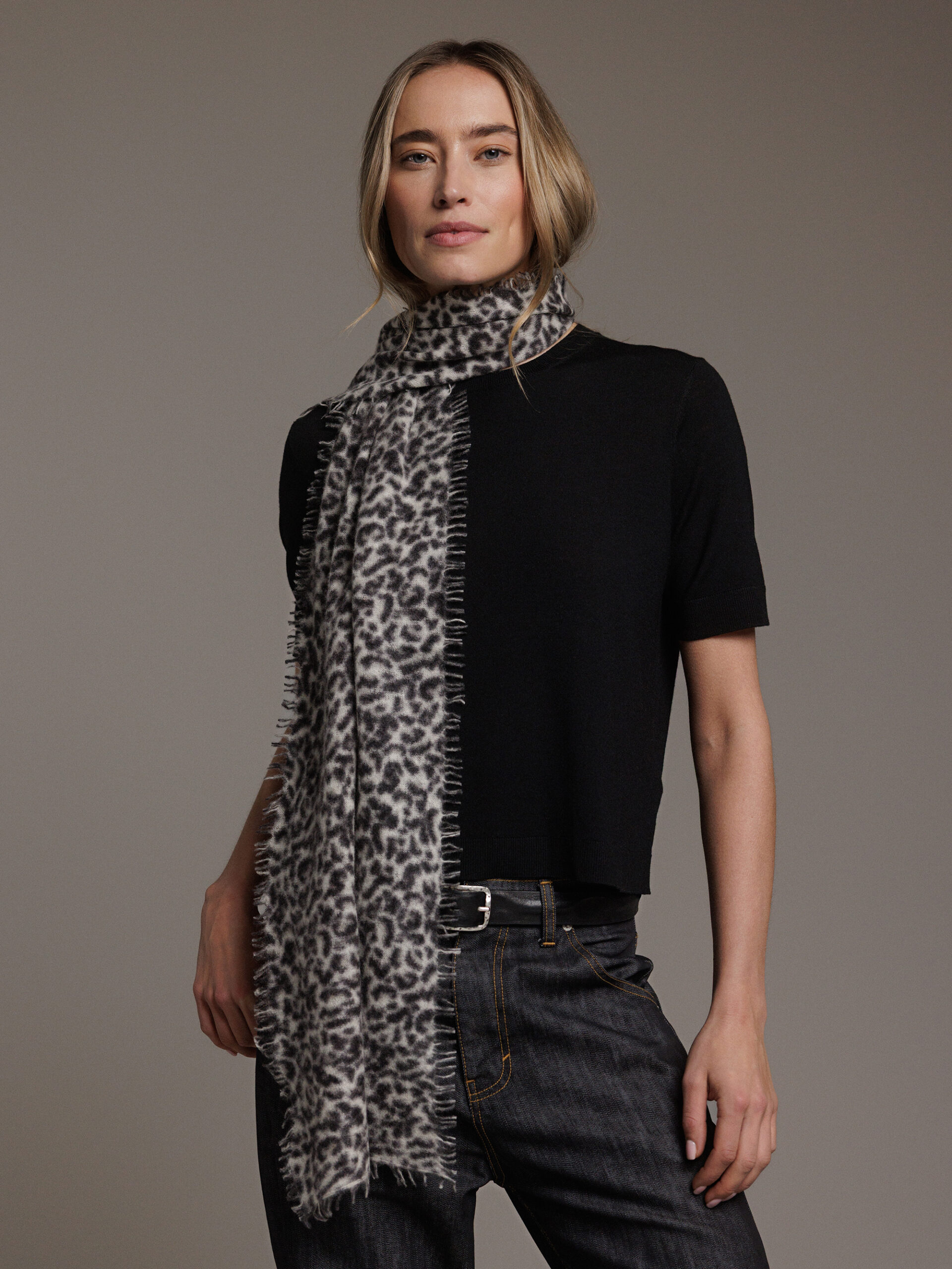 PUR SCHOEN Schal aus Cashmere Damen (6301 BLACK-GREY)