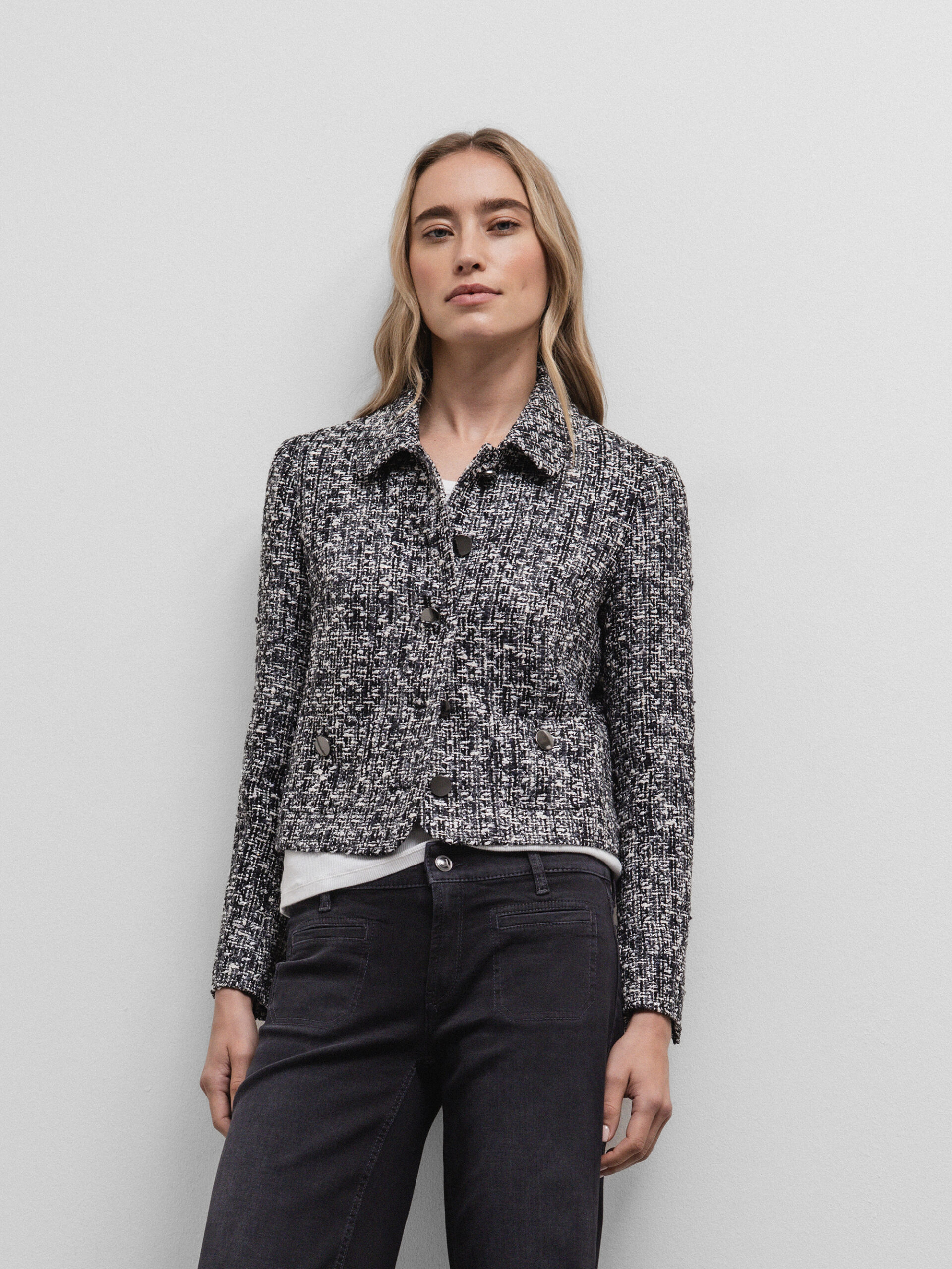 TAGLIATORE Bouclé-Blazer Damen (N1064 ECRU SCHWARZ LUREX)