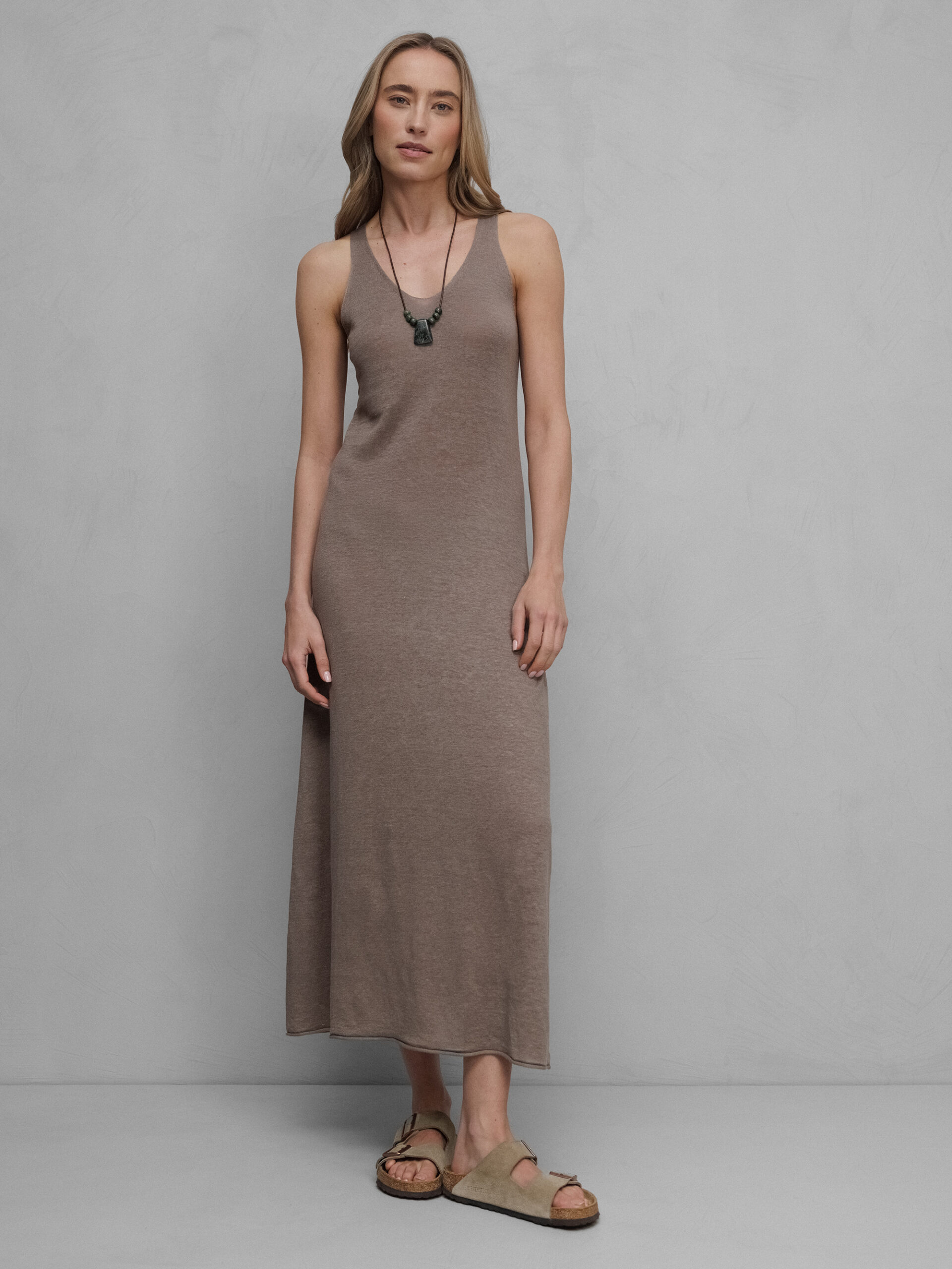 DANIELS Maxi- Strickkleid aus Leinen Damen (TAUPE)