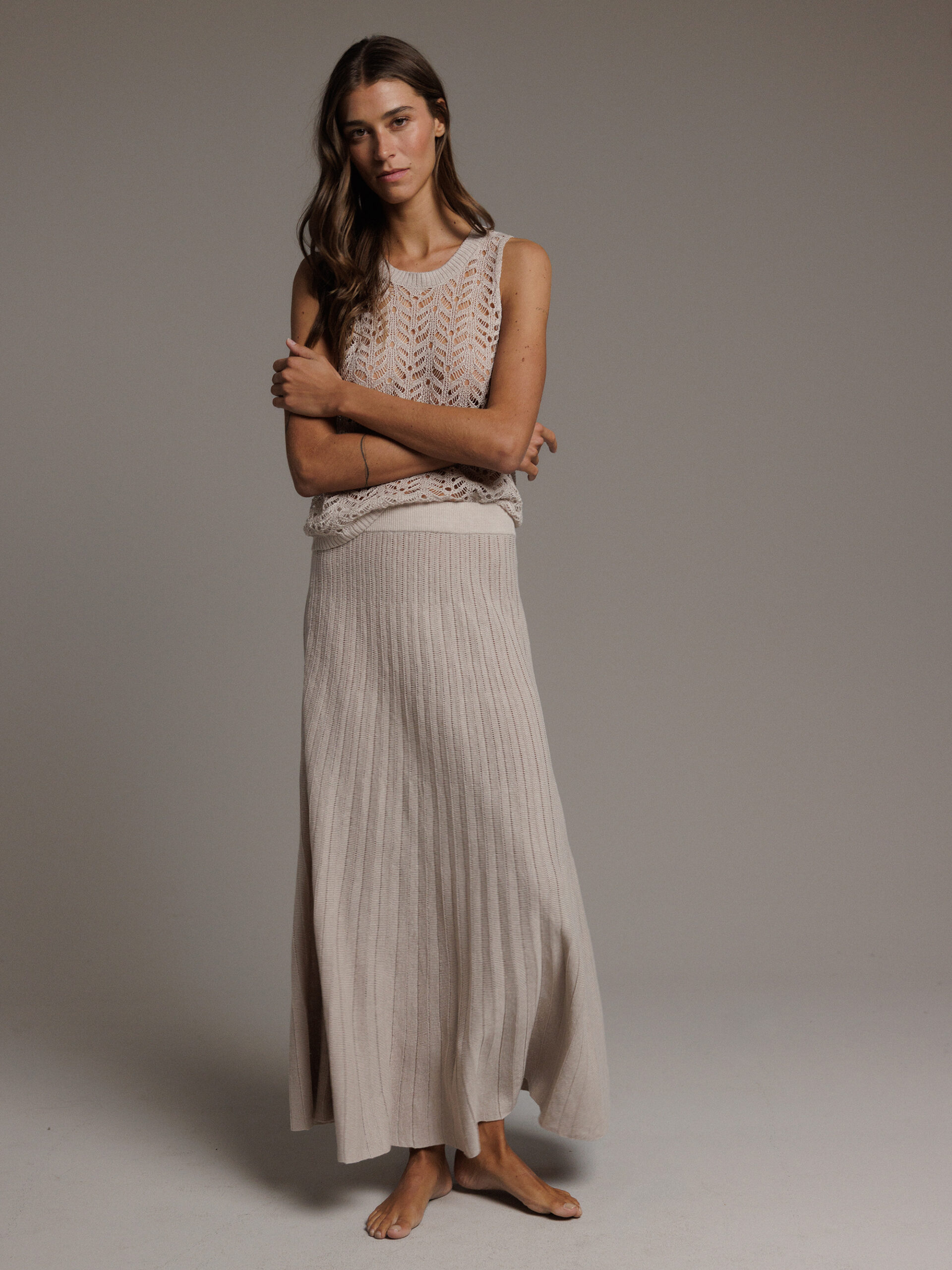 DANIELS Strickrock aus Leinen Damen (SAND)