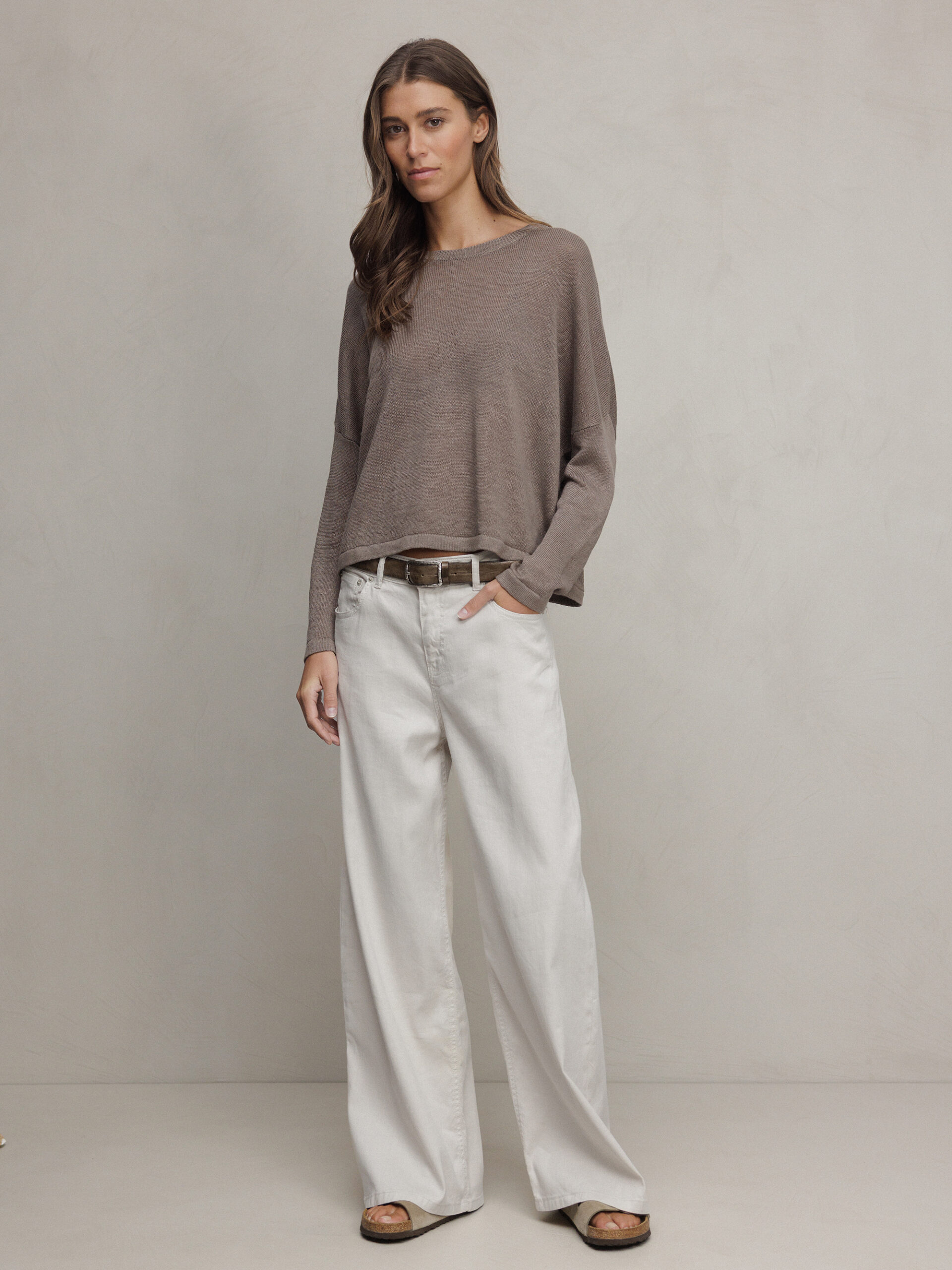 DANIELS Pullover aus Leinen Damen (TAUPE)