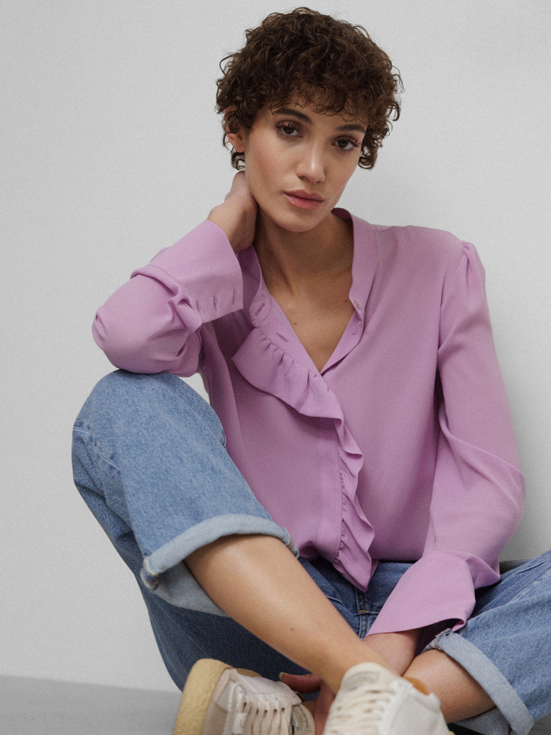 Janice & Jo Bluse mit verdeckter Knopfleiste Damen (222 FLIEDER)