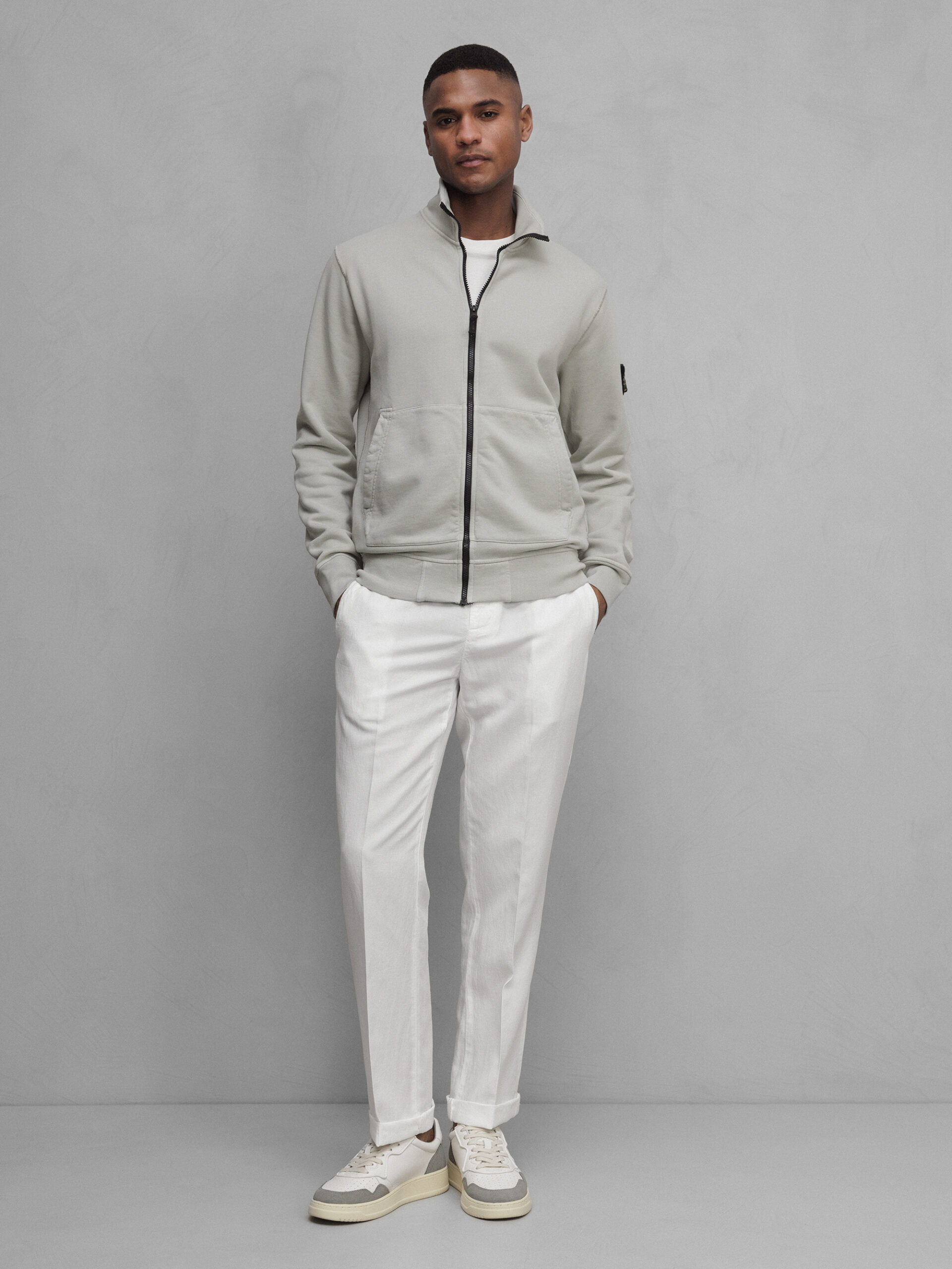 STONE ISLAND Sweatjacke aus Baumwolle Herren (V0061 PEARL GREY)