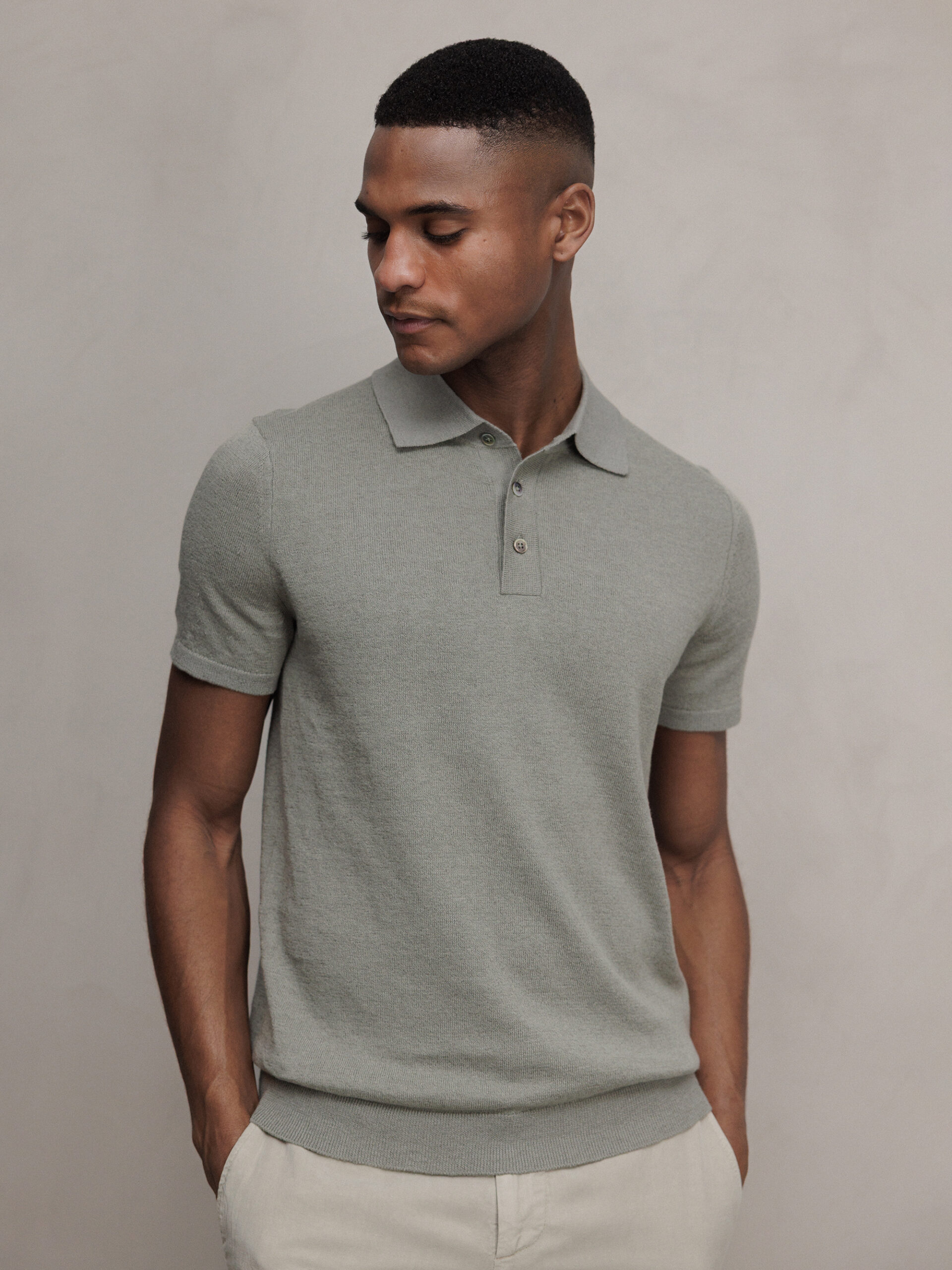 DANIELS Poloshirt aus Leinen Herren (SALBEI)