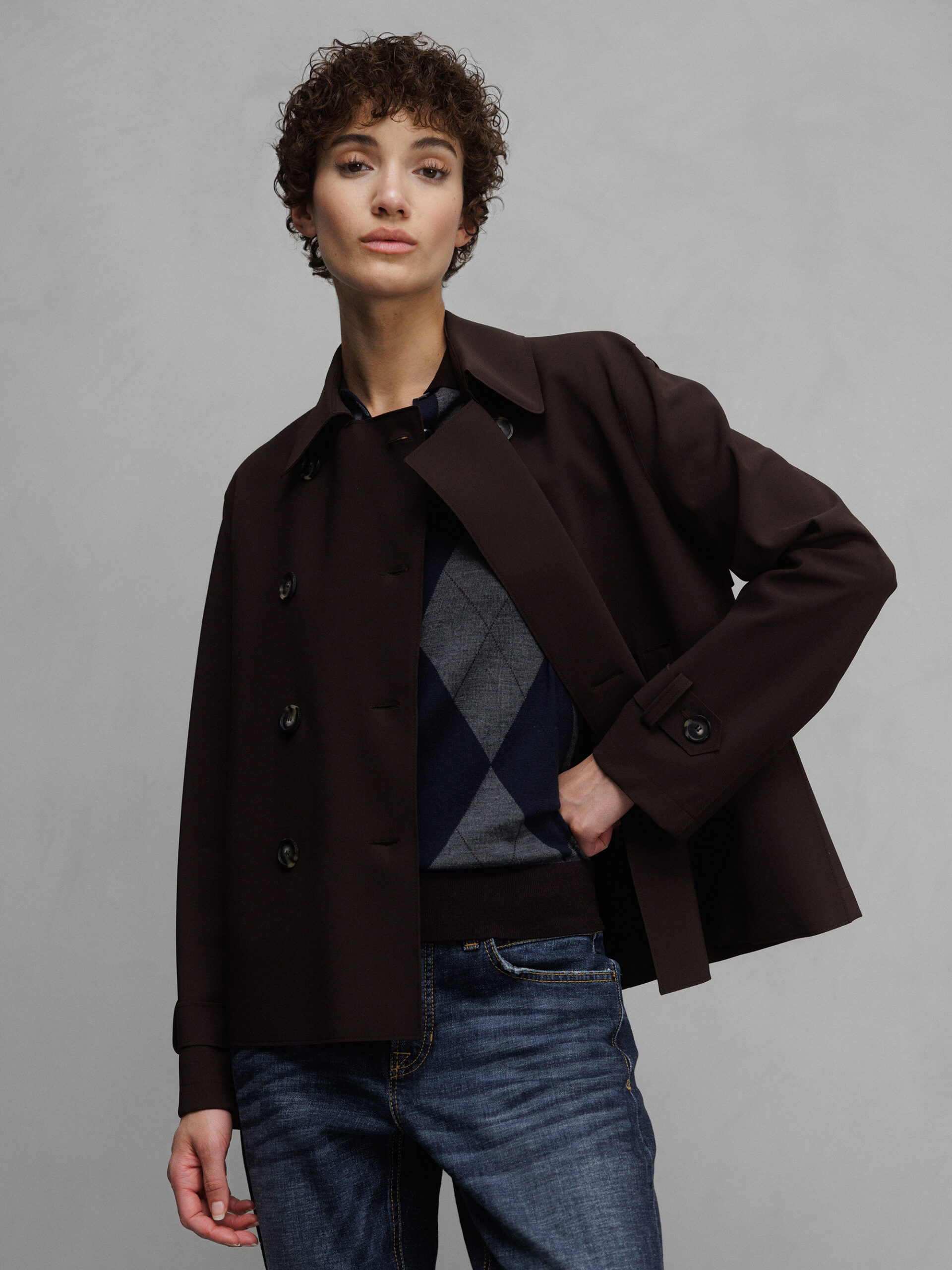 HARRIS WHARF LONDON Kurzer Trenchcoat Damen (451 D BRAUN)