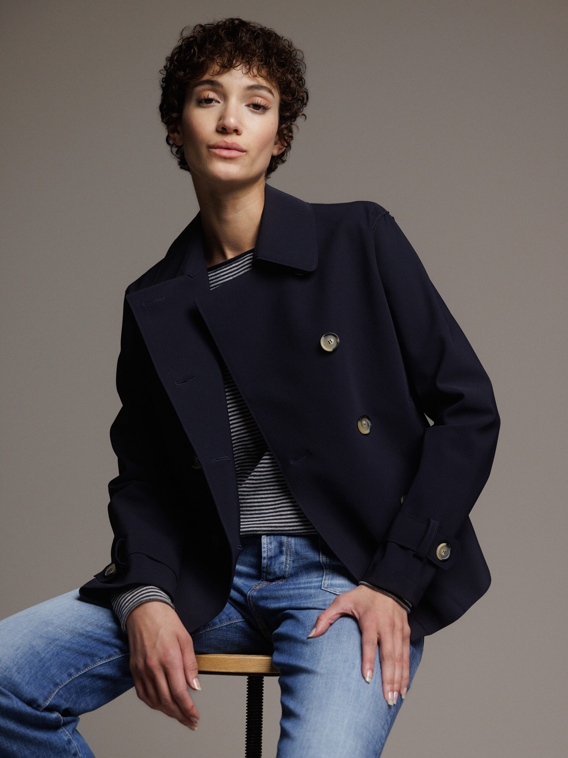 HARRIS WHARF LONDON Kurzer Trenchcoat Damen (358 NAVY)