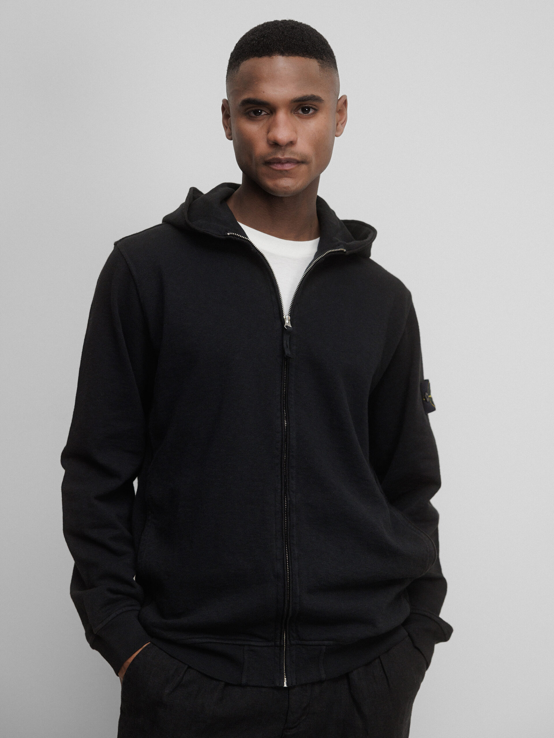 STONE ISLAND Sweatjacke aus Baumwolle Herren (V0029 BLACK)