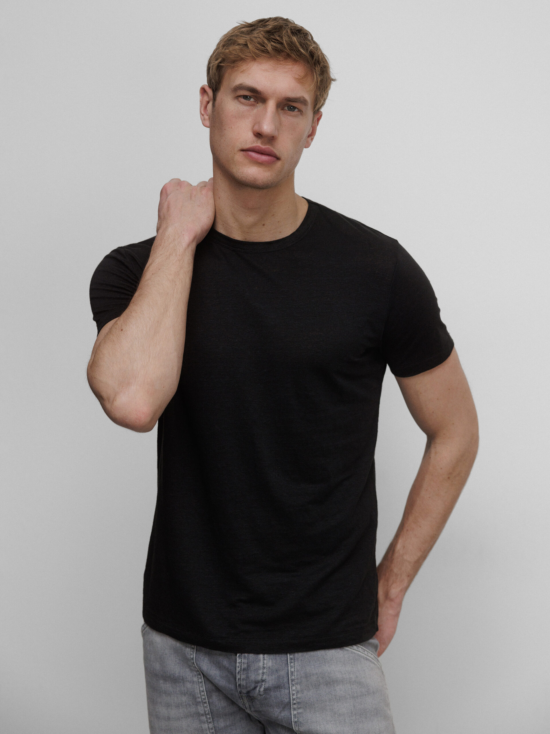 DANIELS T-Shirt aus Leinen Herren (SCHWARZ)