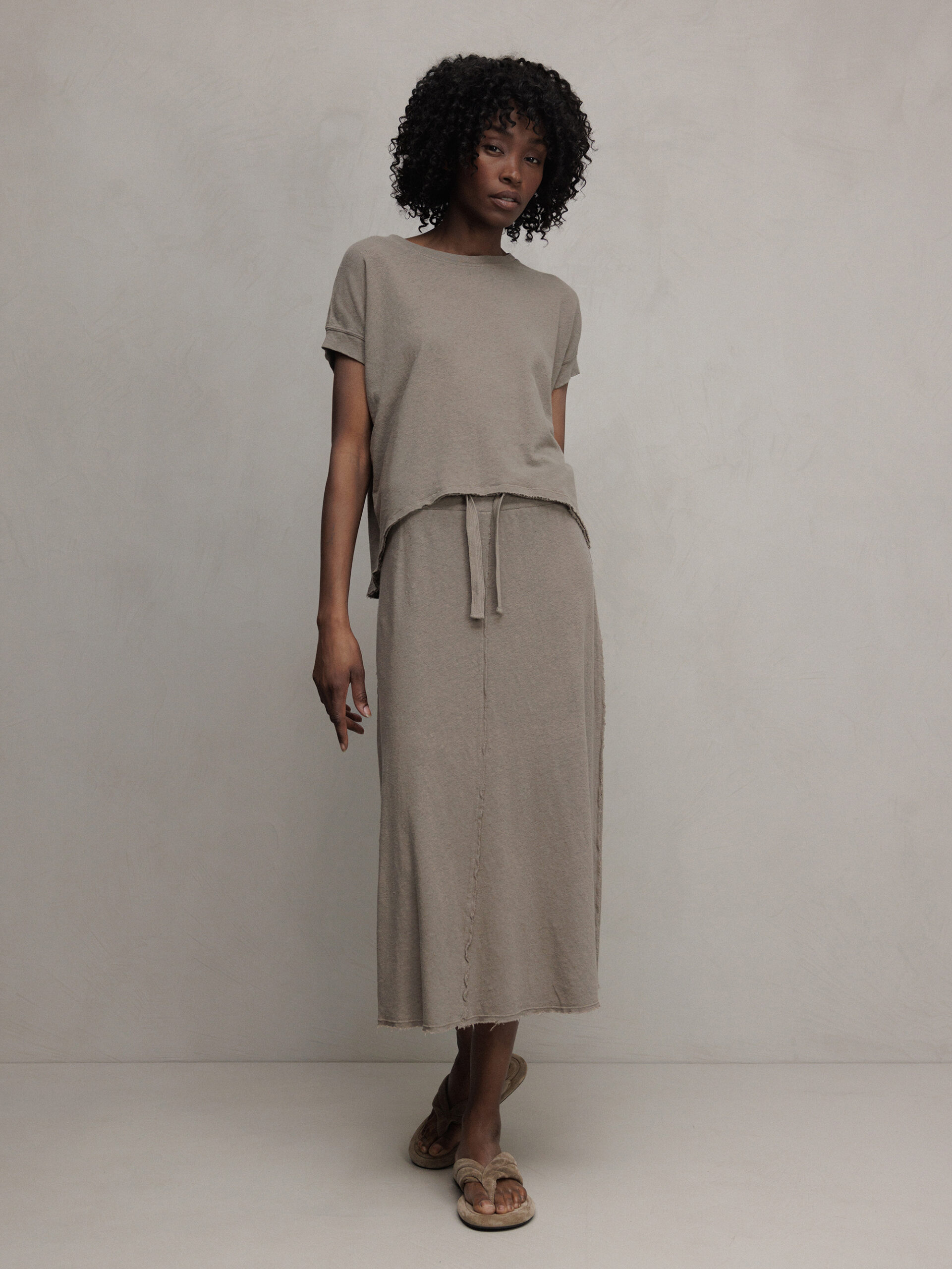 DANIELS Midi- Rock aus Leinen Damen (TAUPE)
