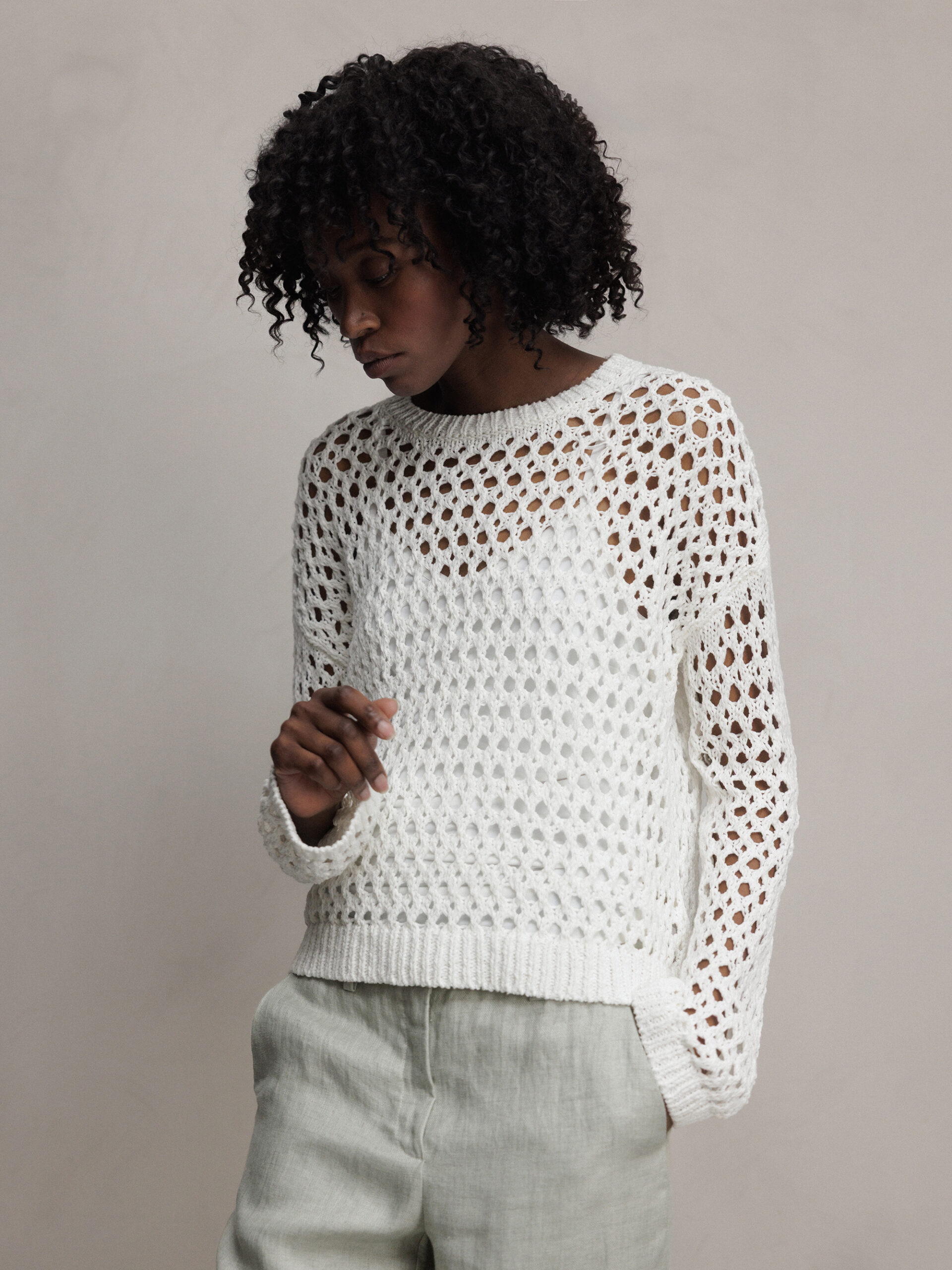 DANIELS Pullover mit Lochstrick Damen (OFFWHITE)