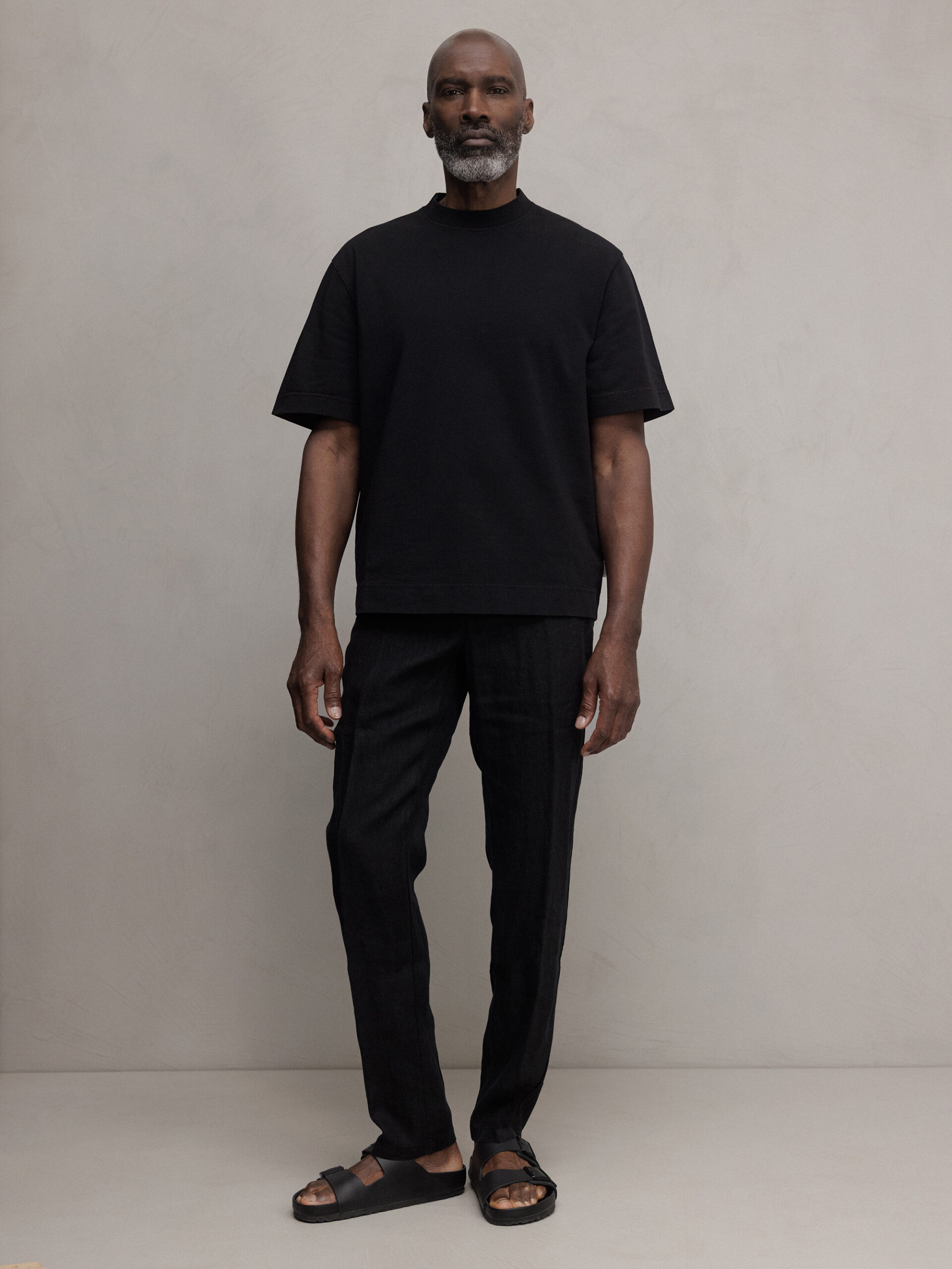 04651 Hose aus Leinen Herren (BLACK)