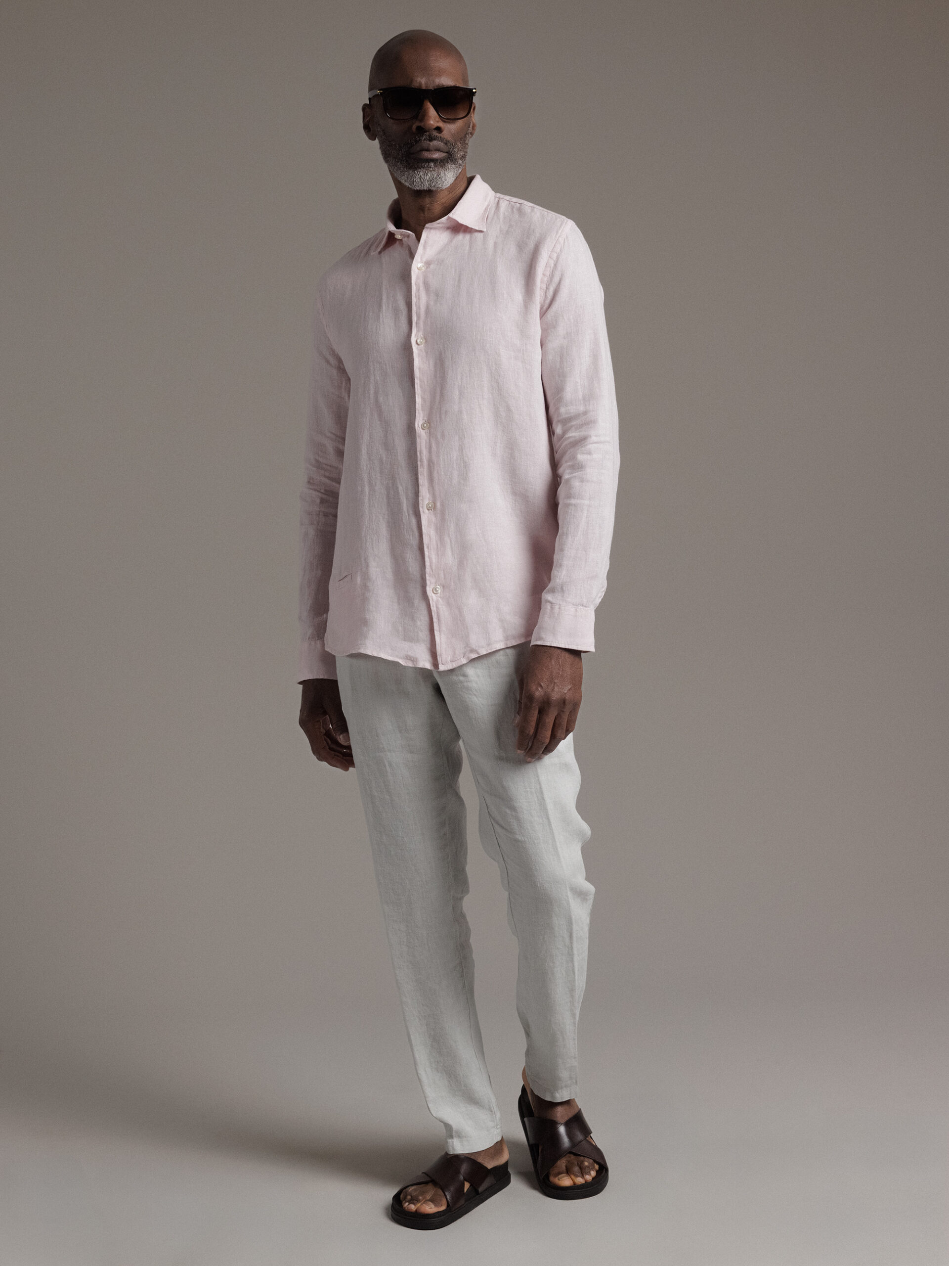 04651 Hose aus Leinen Herren (PEARL GREY)