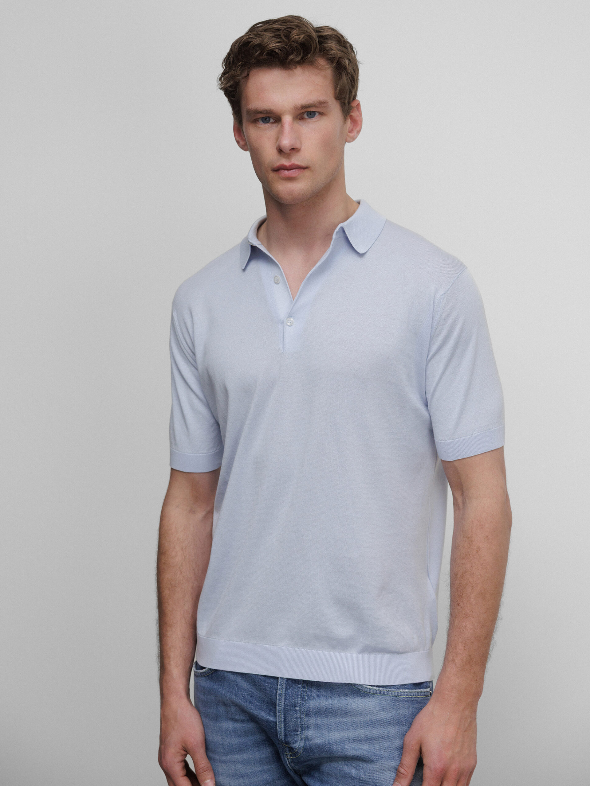 JOHN SMEDLEY Strick-Poloshirt Herren (DEW)