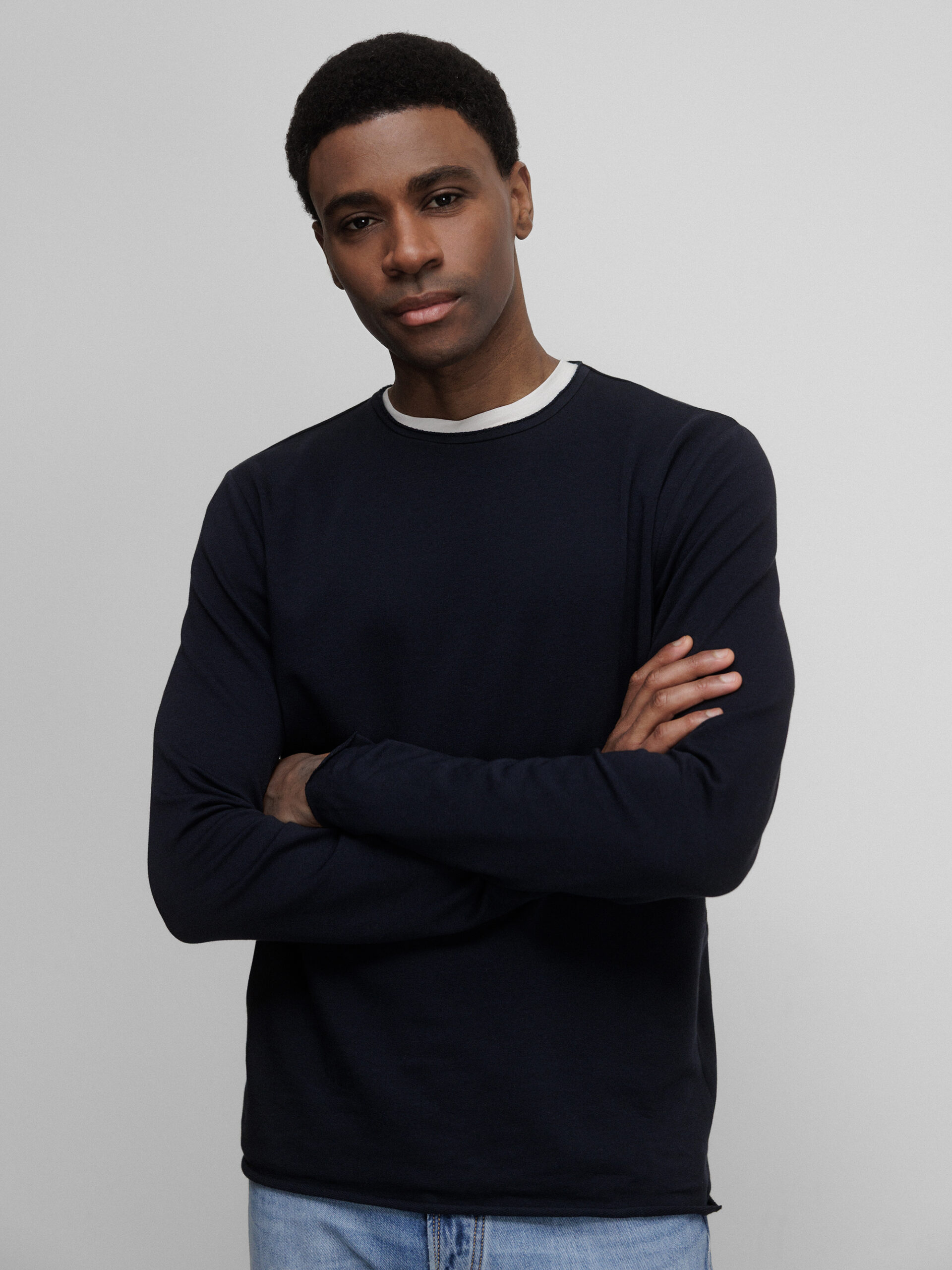 KIEFERMANN Langarmshirt aus Baumwolle Herren (379 NAVY)