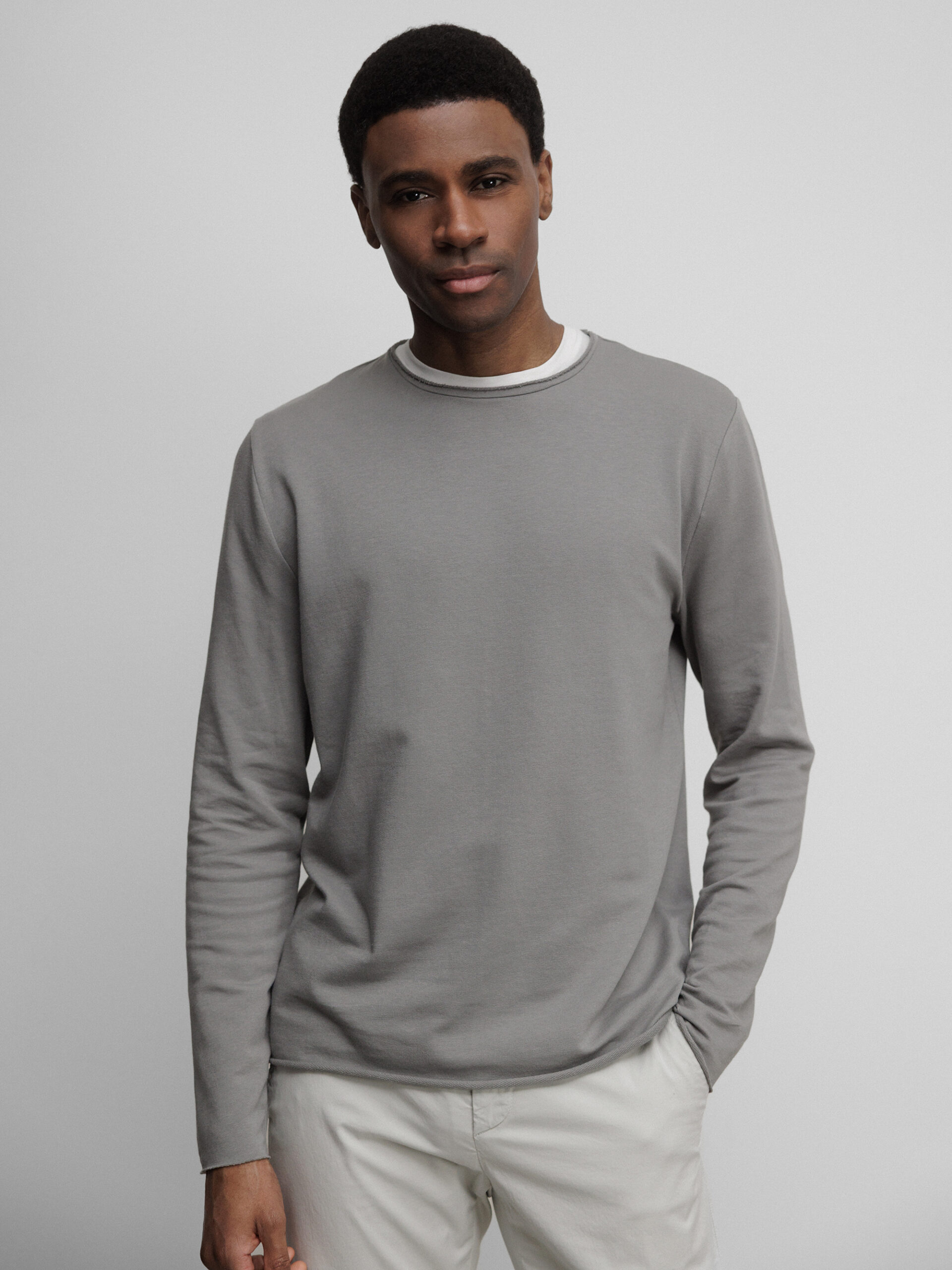 KIEFERMANN Langarmshirt aus Baumwolle Herren (218 STEEL)