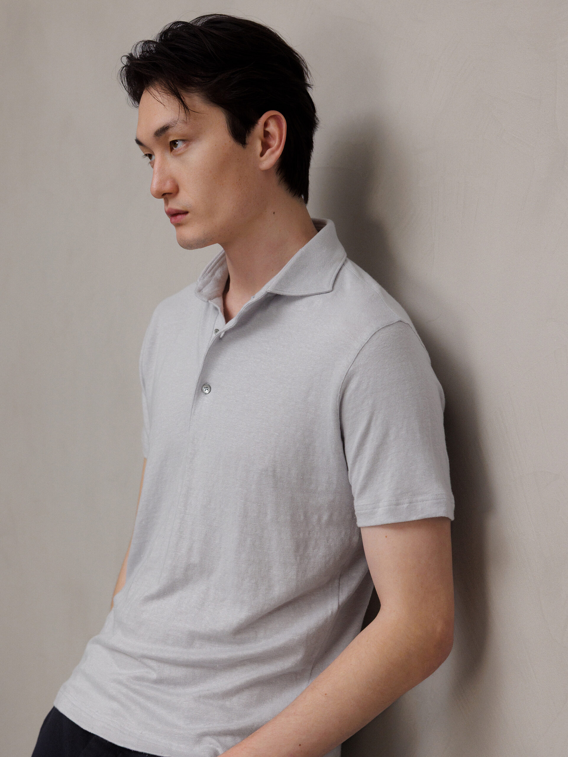 STEFAN BRANDT Poloshirt aus Leinen Herren (00150 SILBER)