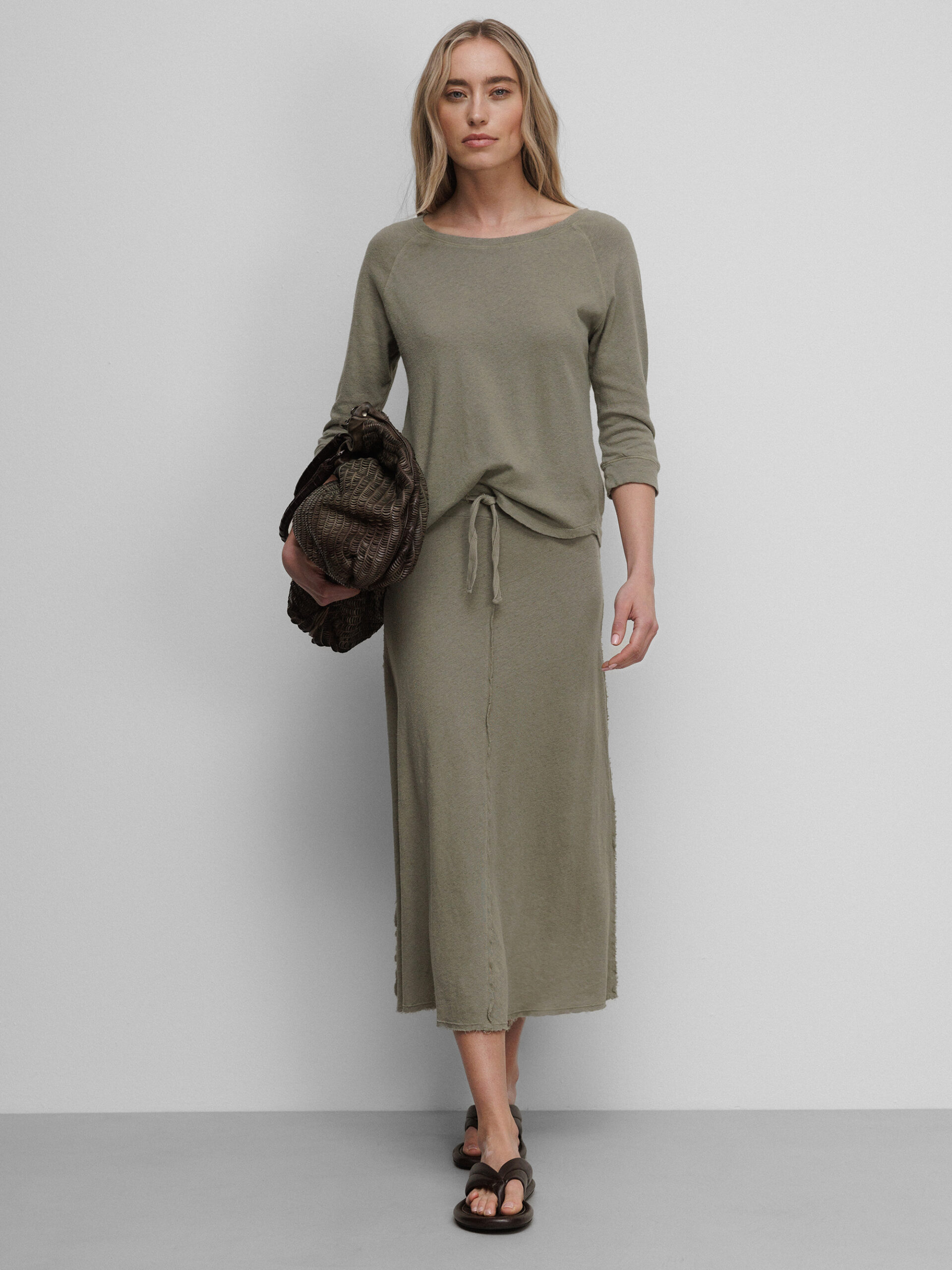 DANIELS Midi- Rock aus Leinen Damen (KHAKI)