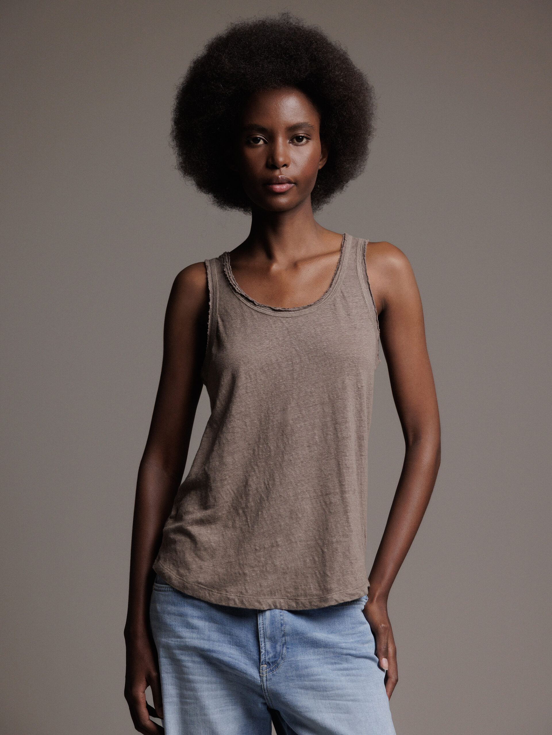 DANIELS Top aus Leinen Damen (TAUPE)