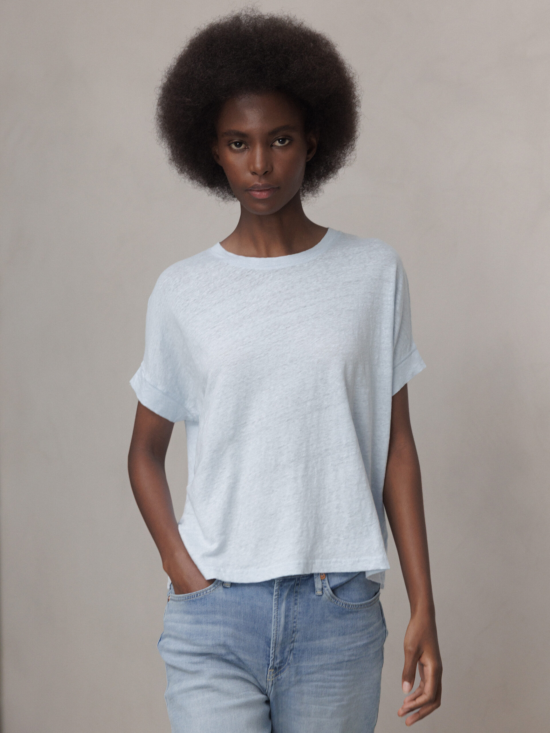 DANIELS T-Shirt aus Leinen Damen (HELLBLAU)