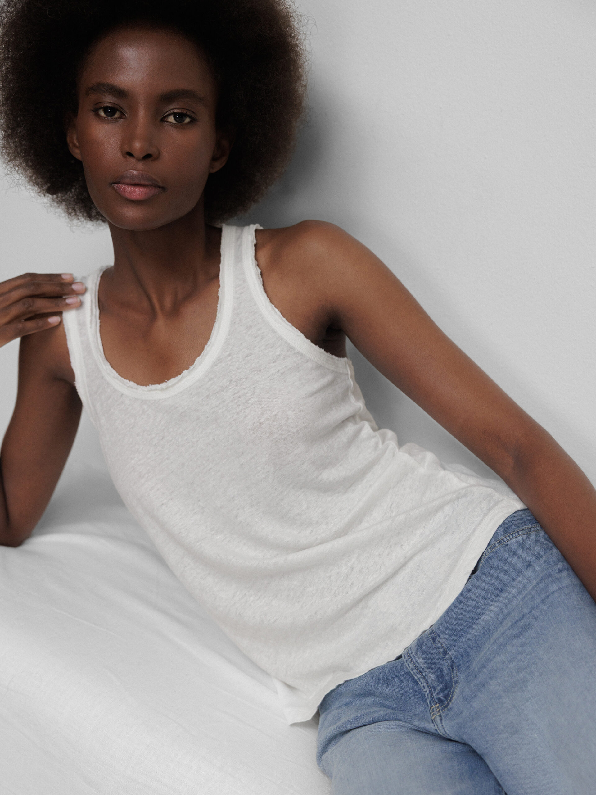 DANIELS Top aus Leinen Damen (WEISS)