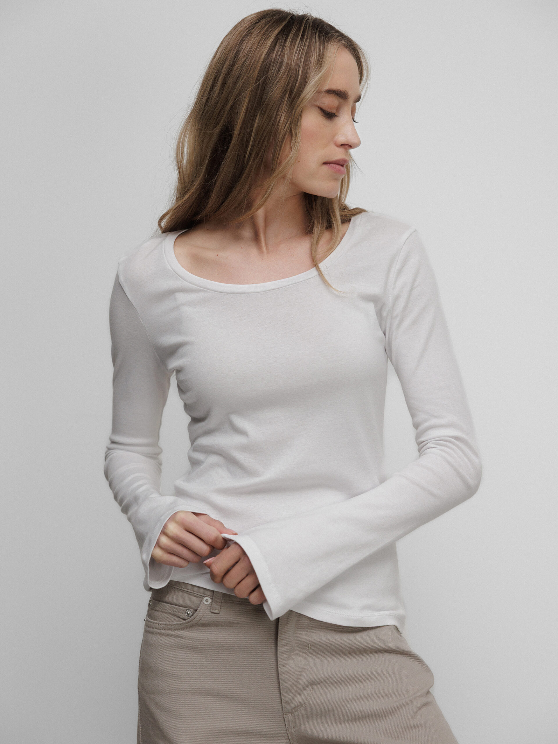 DANIELS Langarmshirt aus Baumwolle Damen (WEISS)