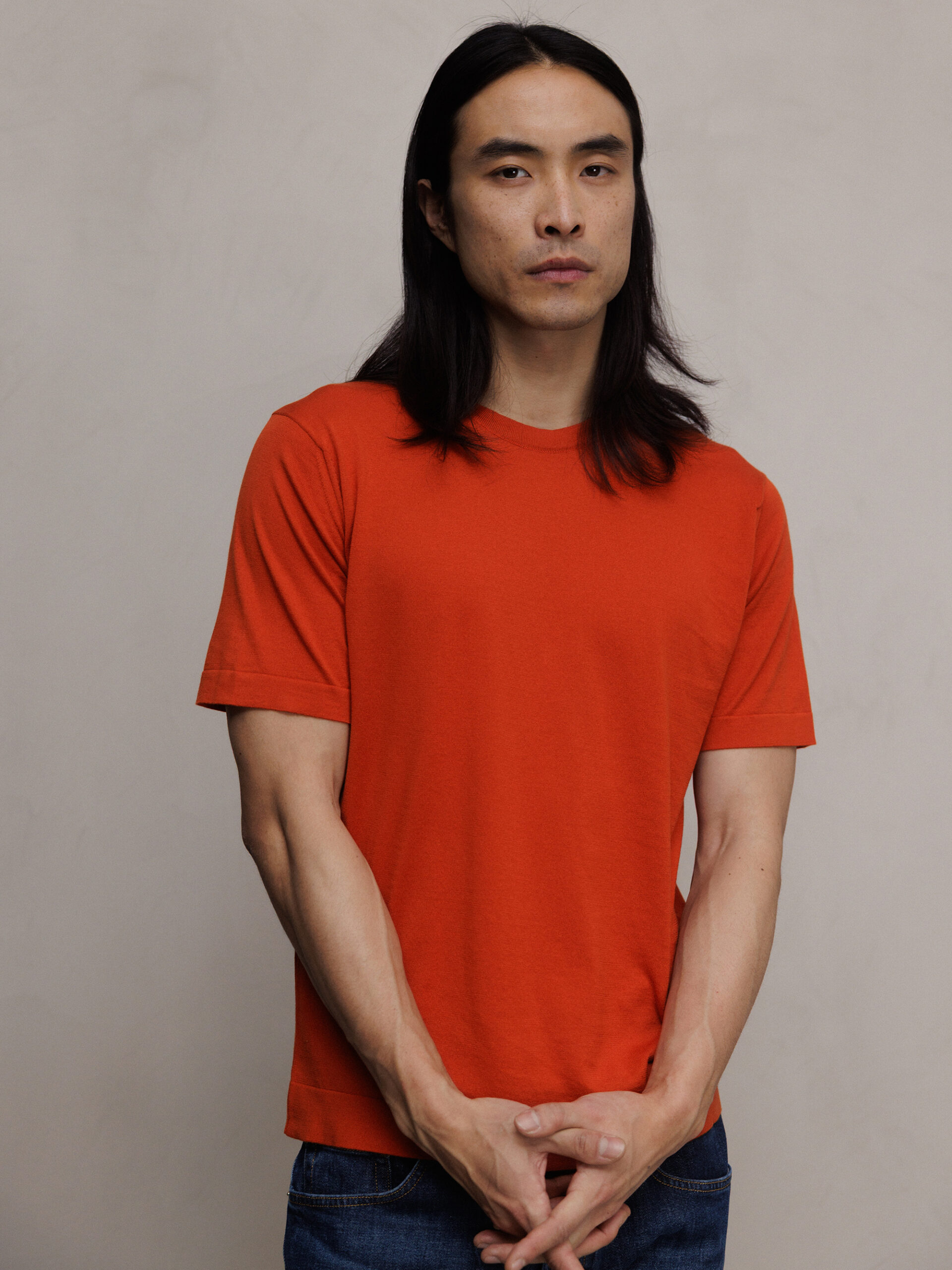 JOHN SMEDLEY T-Shirt aus Baumwolle Herren (WYVERN RED)