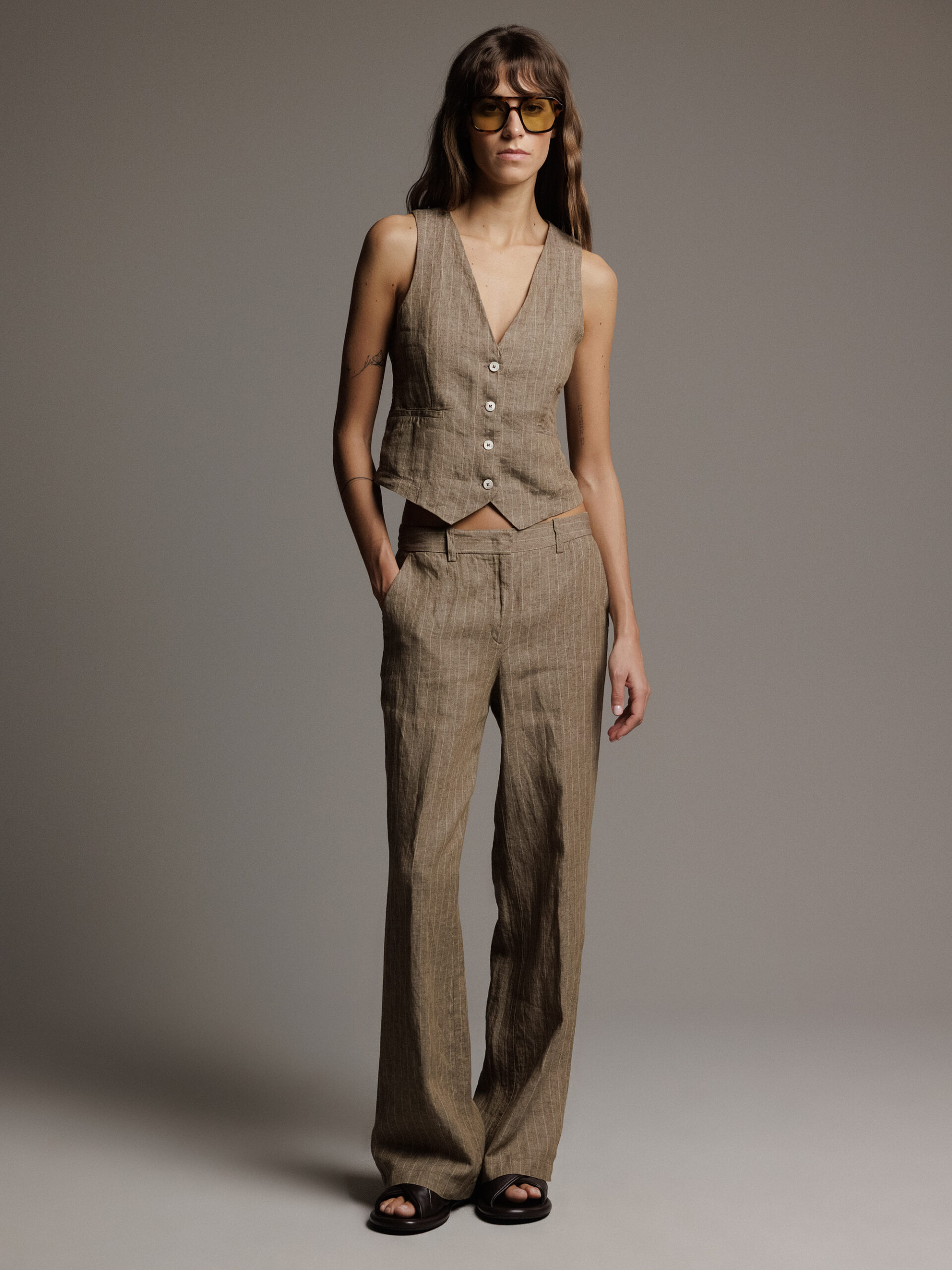 DANIELS Weite Hose aus Leinen Damen (TAUPE 5313)