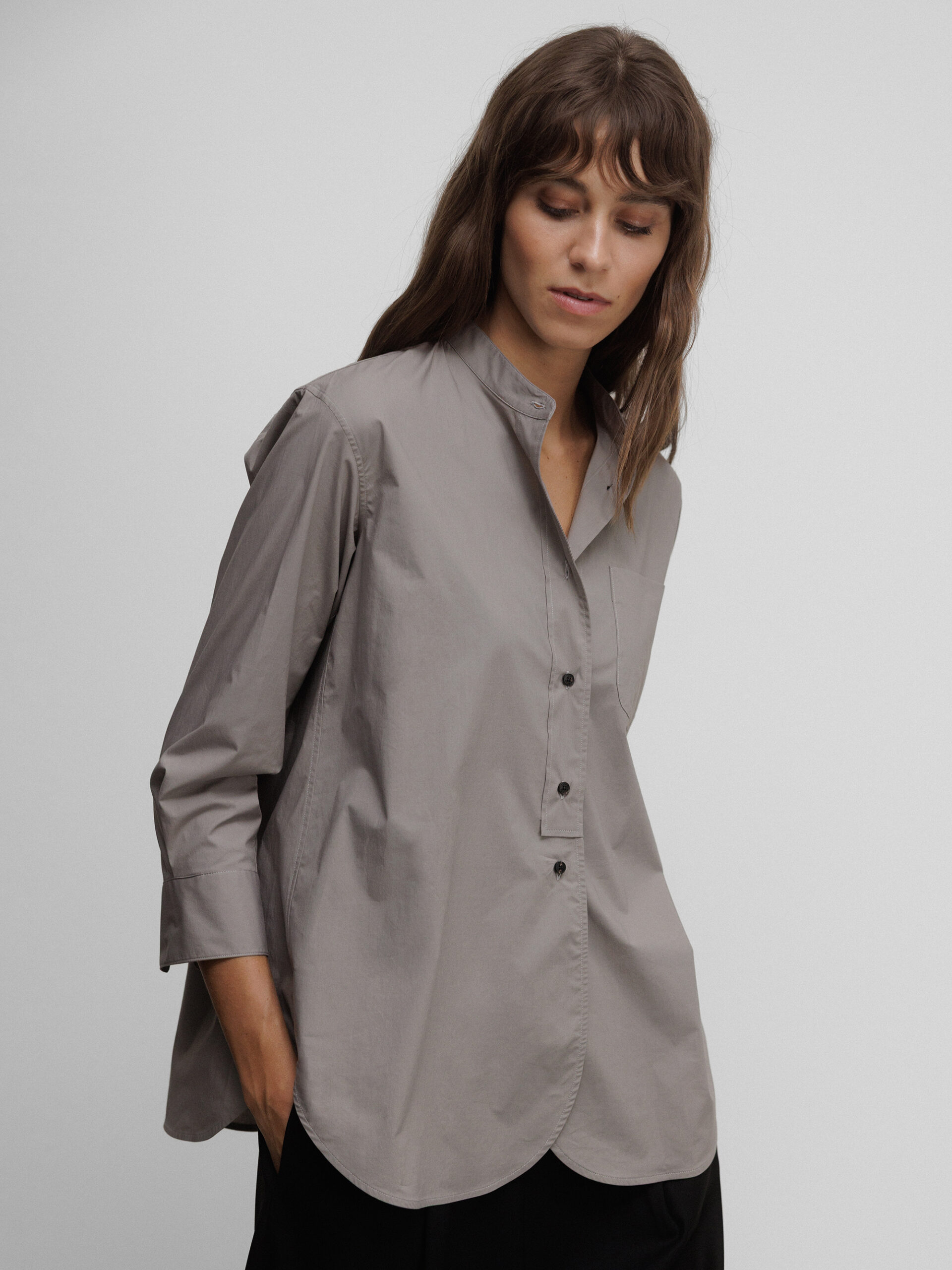 LIS LAREIDA Baumwollbluse Damen (860 GRAU)