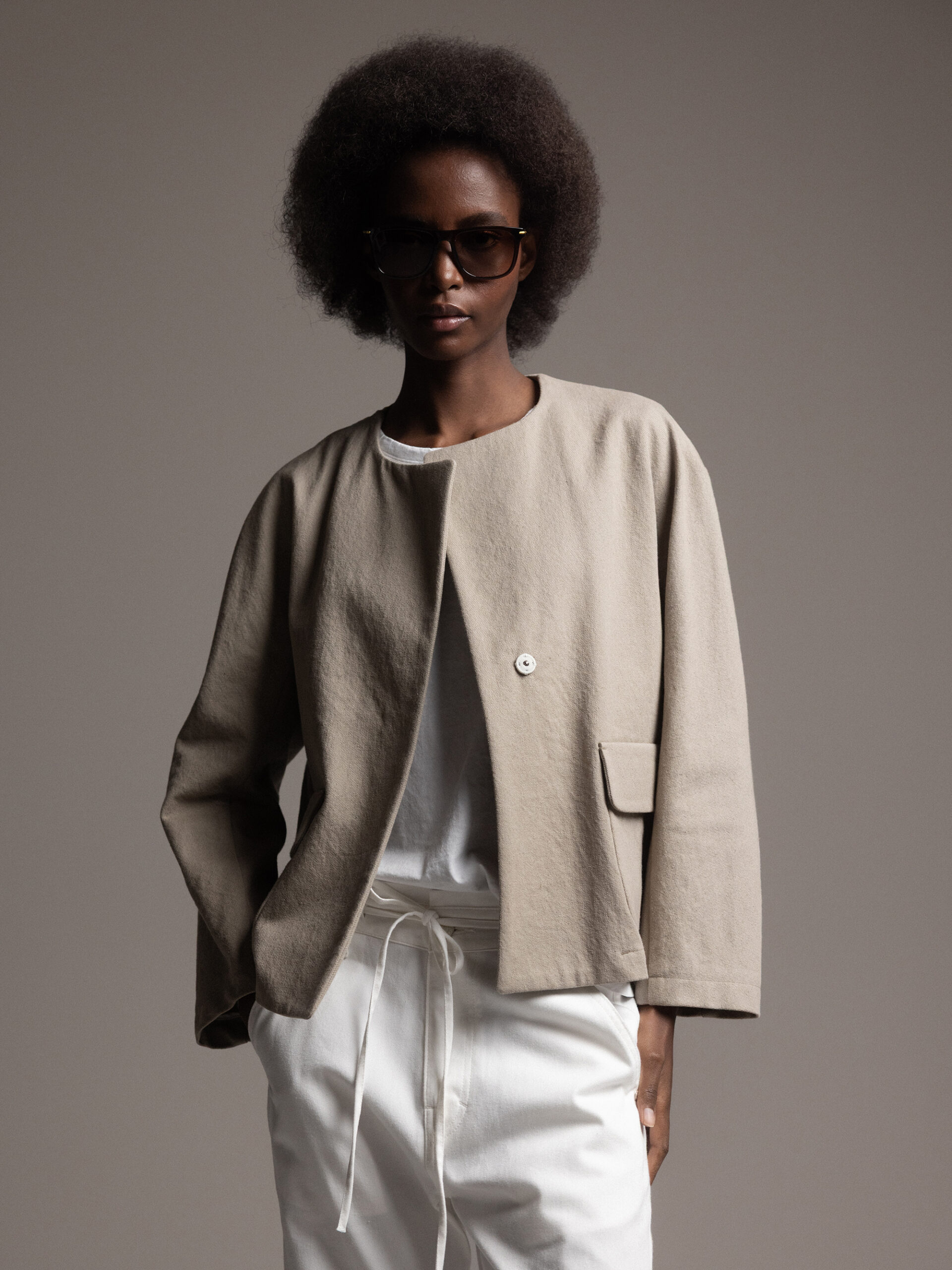 LIS LAREIDA Blazer aus Baumwolle Damen (840 TAUPE)