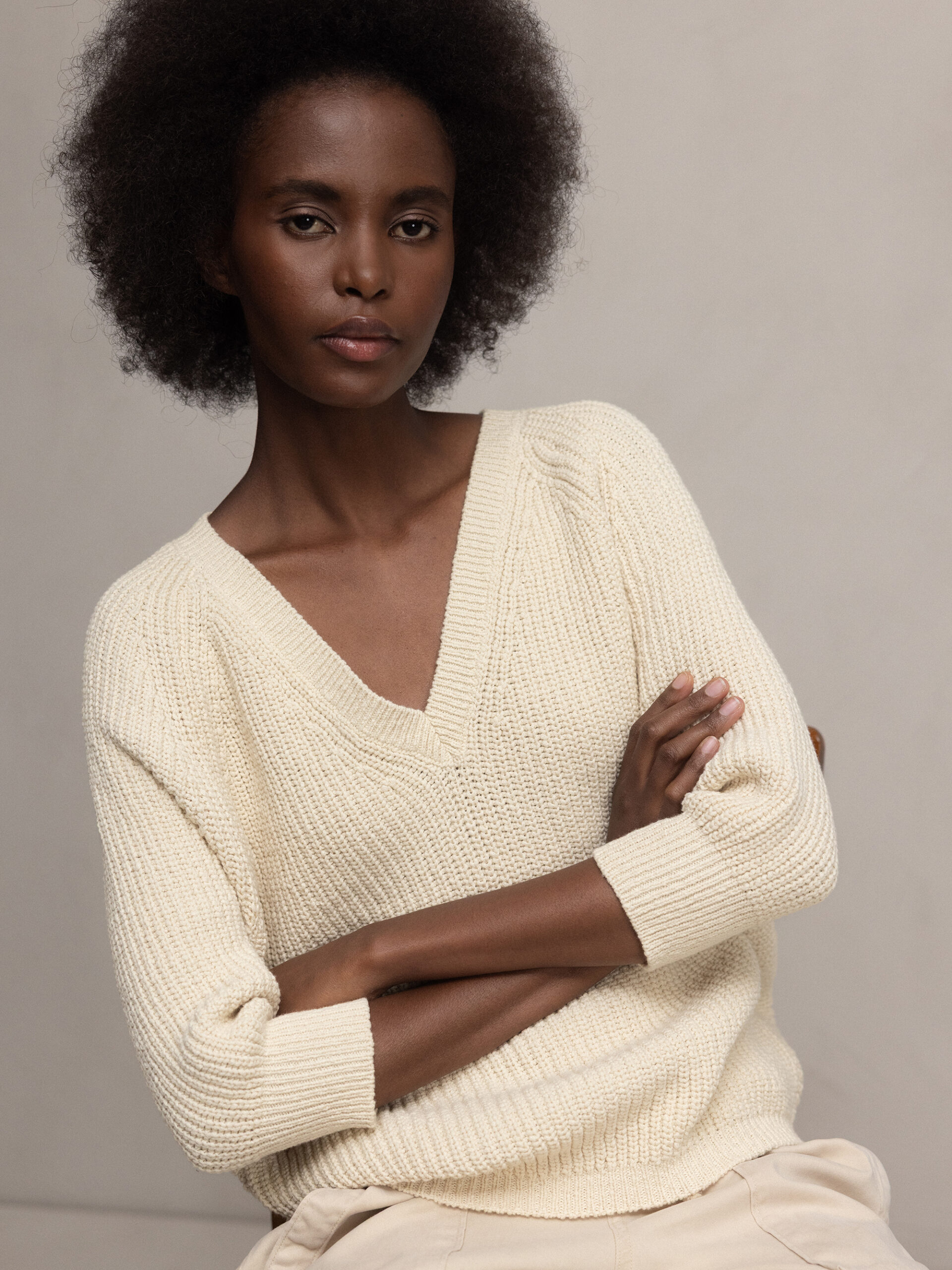 BY-BAR AMSTERDAM Kurzarm- Pullover aus Bio-Baumwolle Damen (232 ECRU)