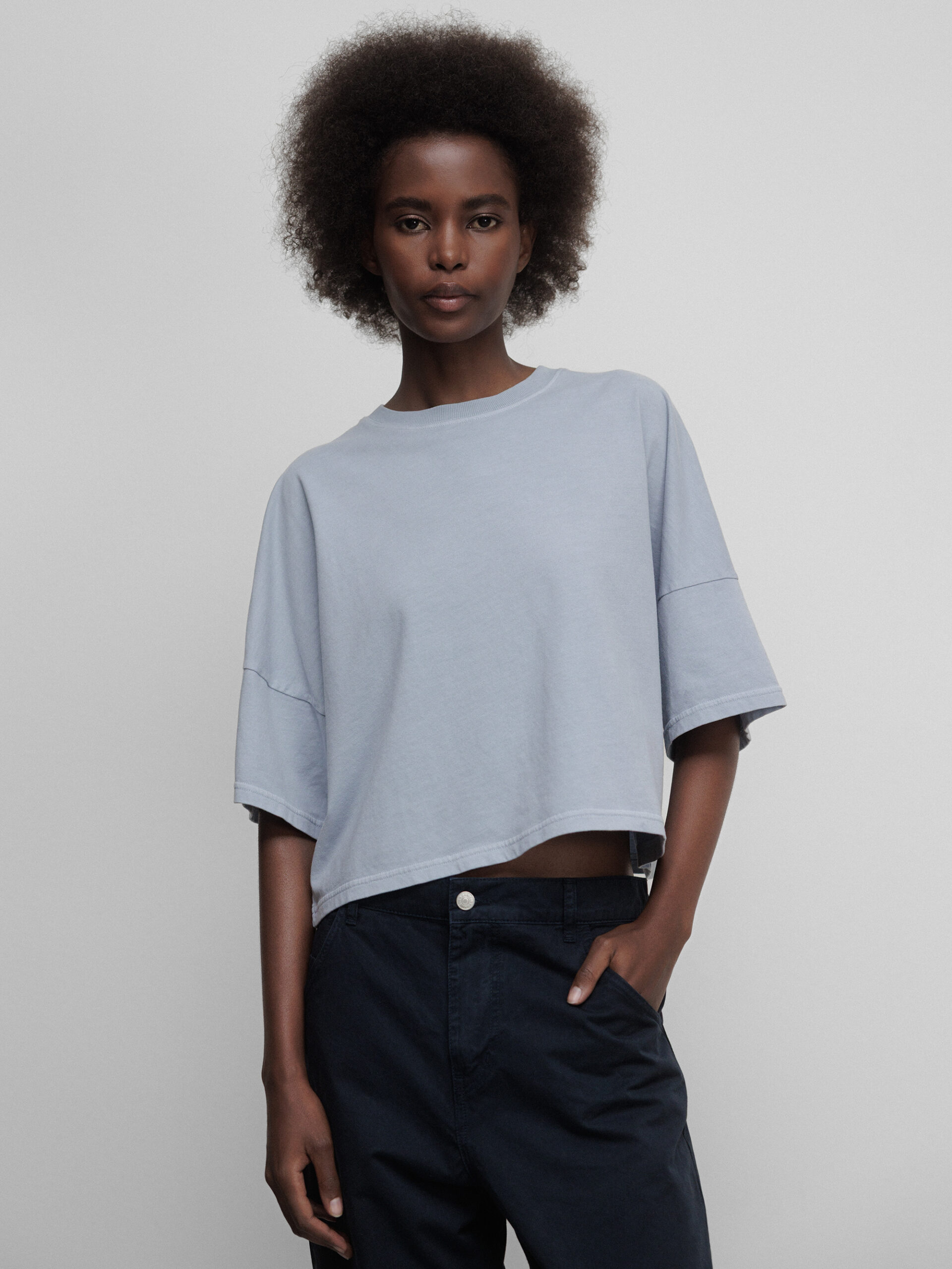 DRYKORN Oversized T-Shirt aus Baumwolle Damen (3605 VINT HELLBLAU)