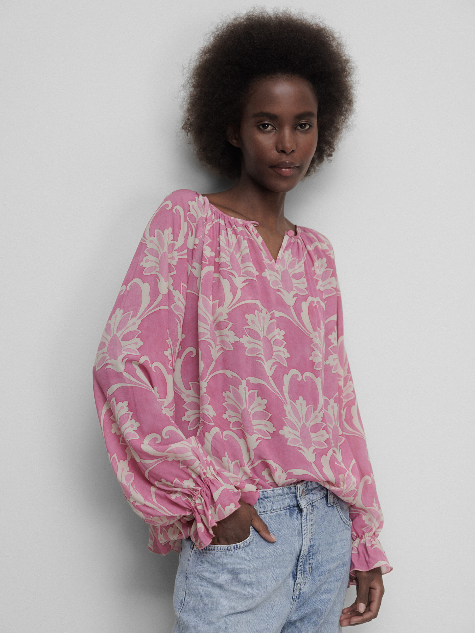 CALIBAN Bluse Damen (F12 ROSA GEMUSTERT)