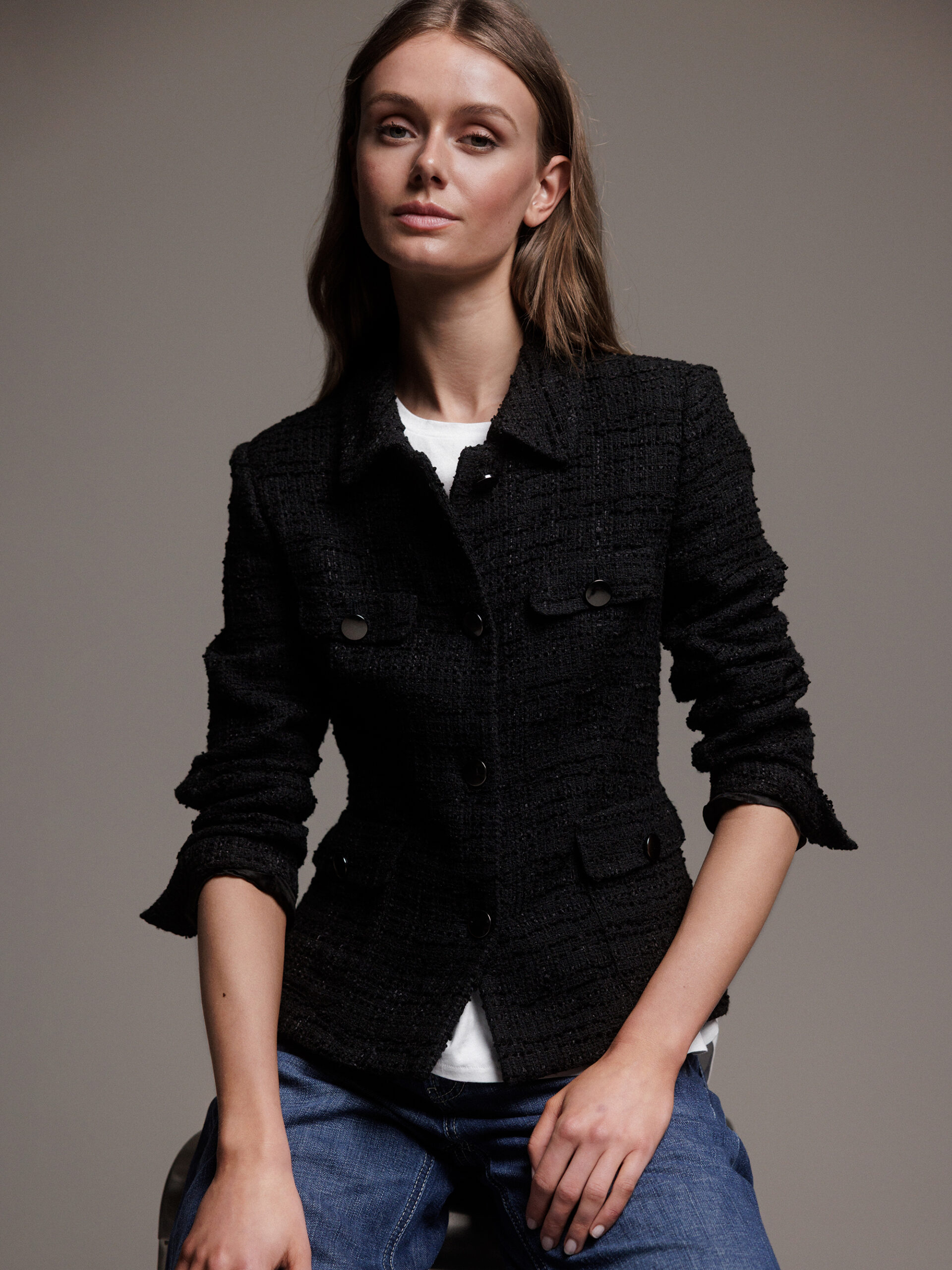 TAGLIATORE Bouclé-Blazer Damen (N1055 SCHWARZ)