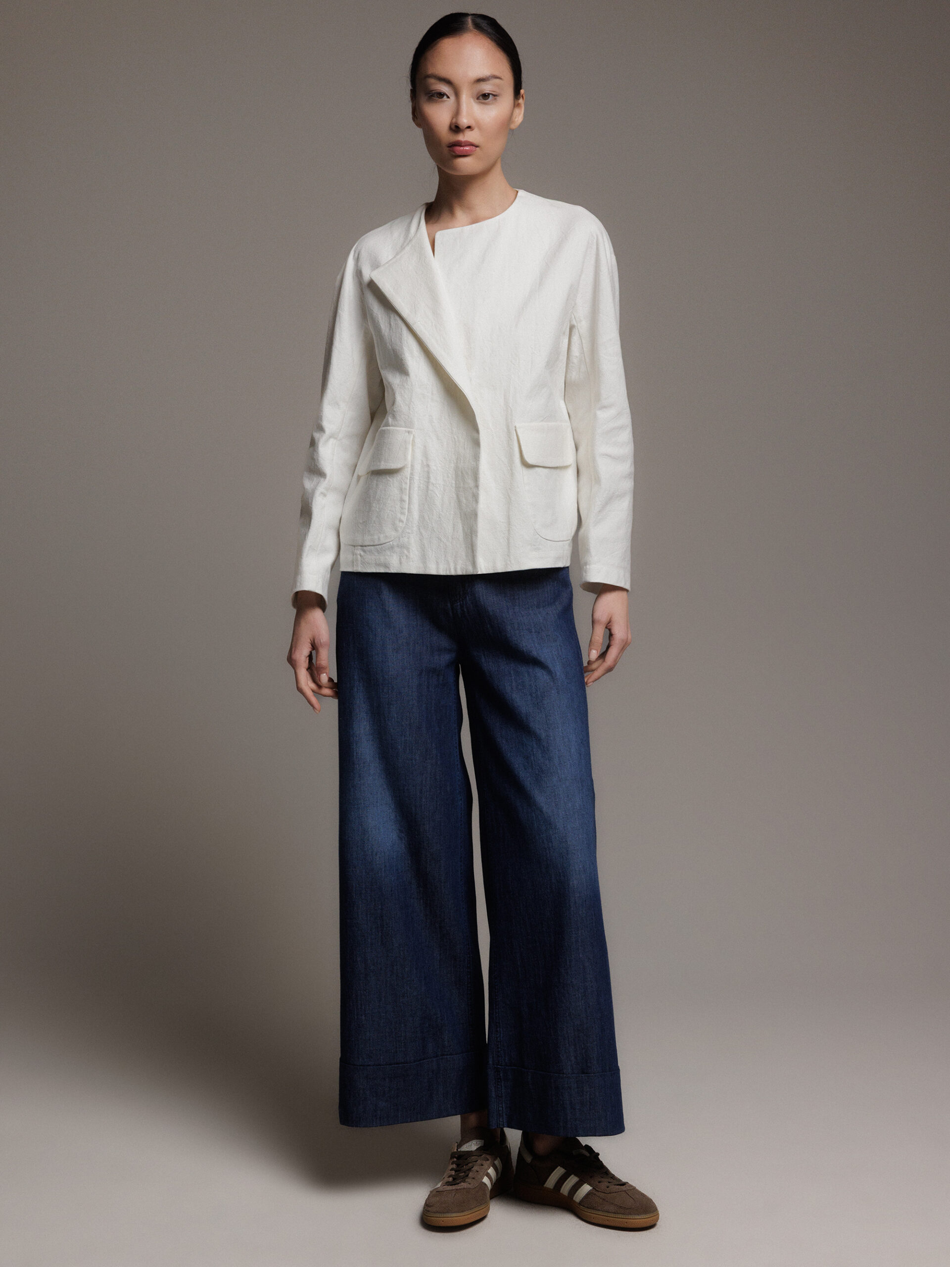 SEDUCTIVE Cropped Wide Leg Jeans Damen (861 USED BLUE)