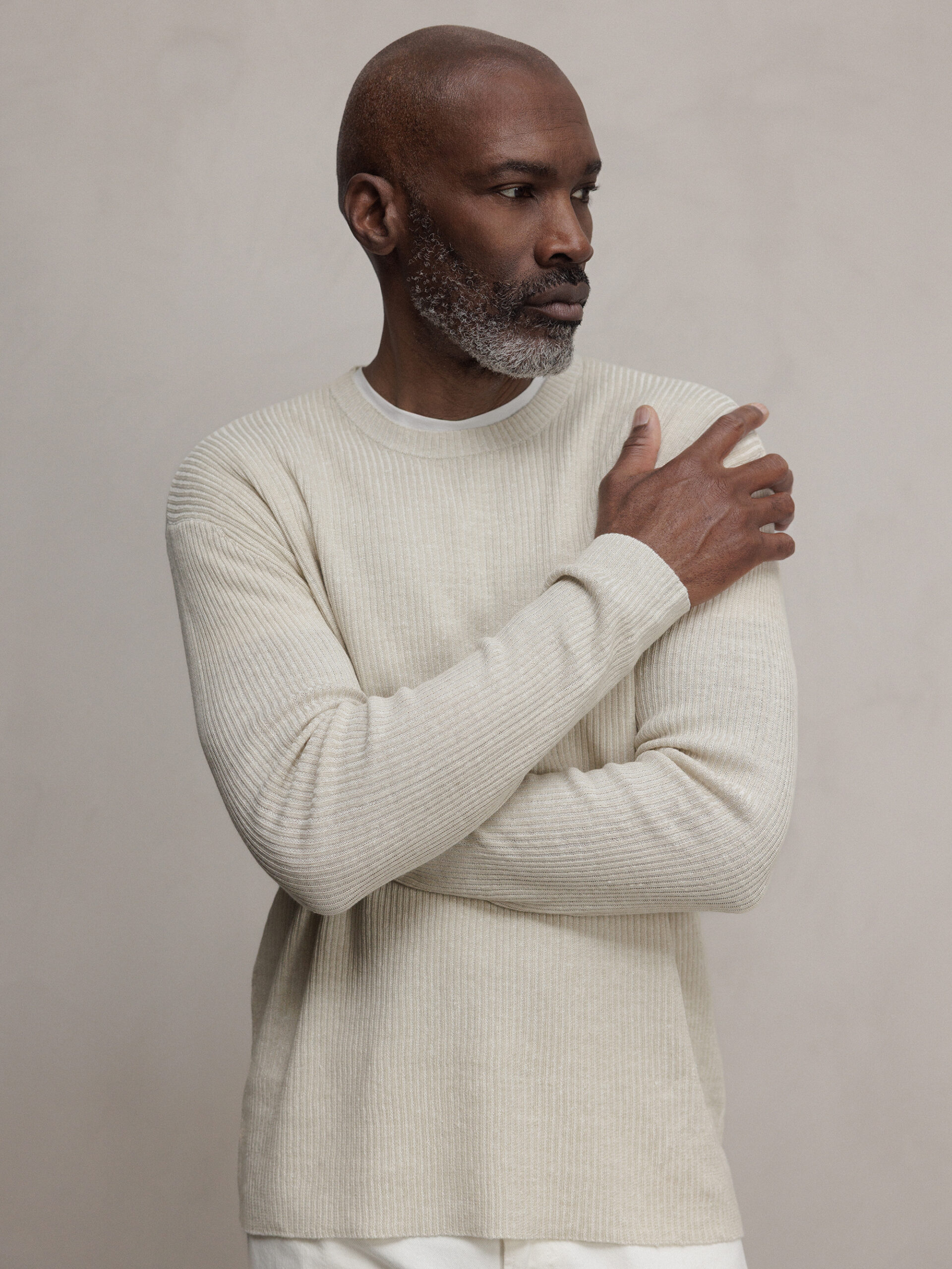 KIEFERMANN Rippstrickpullover aus Leinen Herren (211 JUTE)