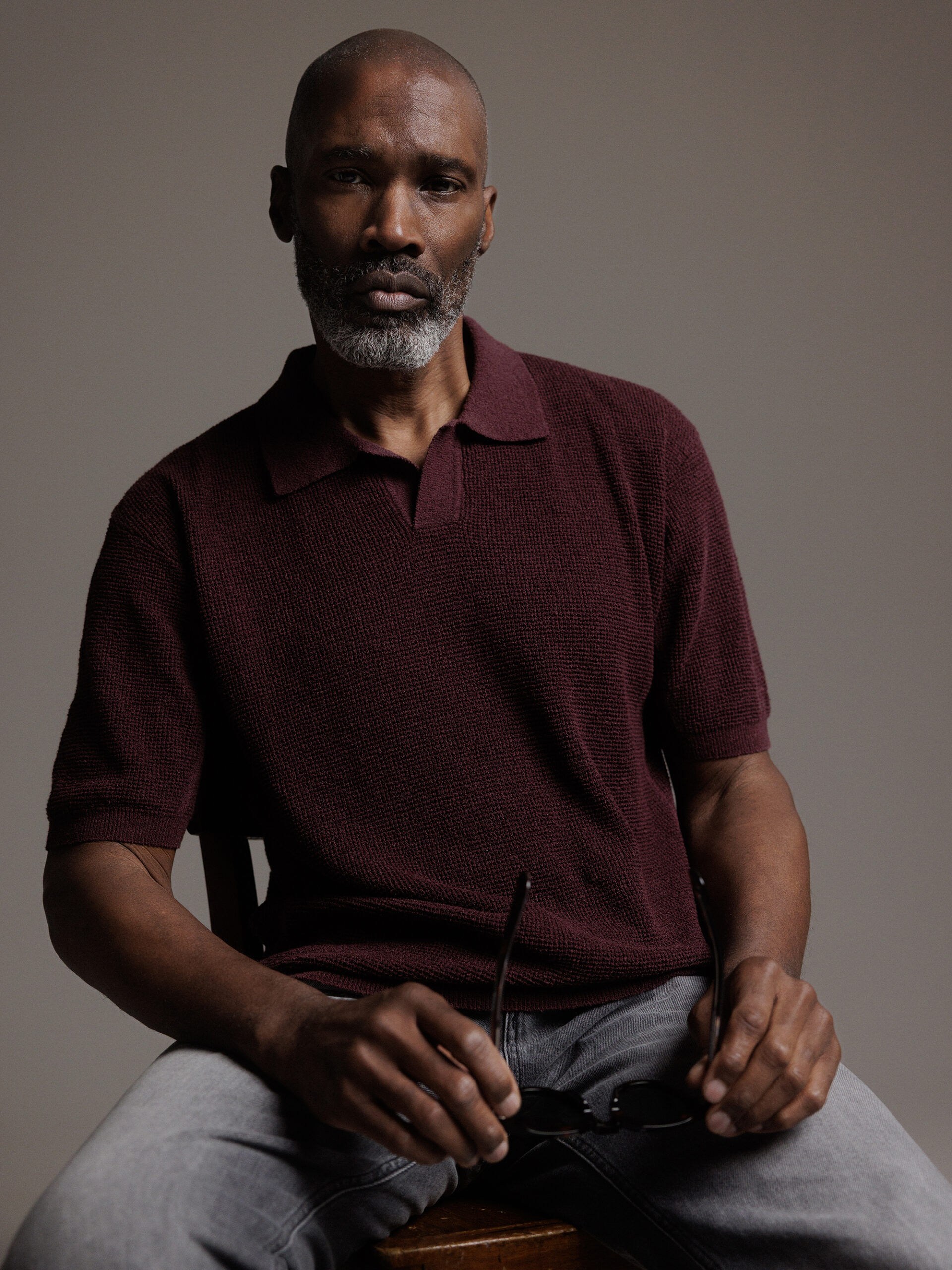 ROBERTO COLLINA Kurzarm- Pullover aus Leinen Herren (37 BURGUNDY)