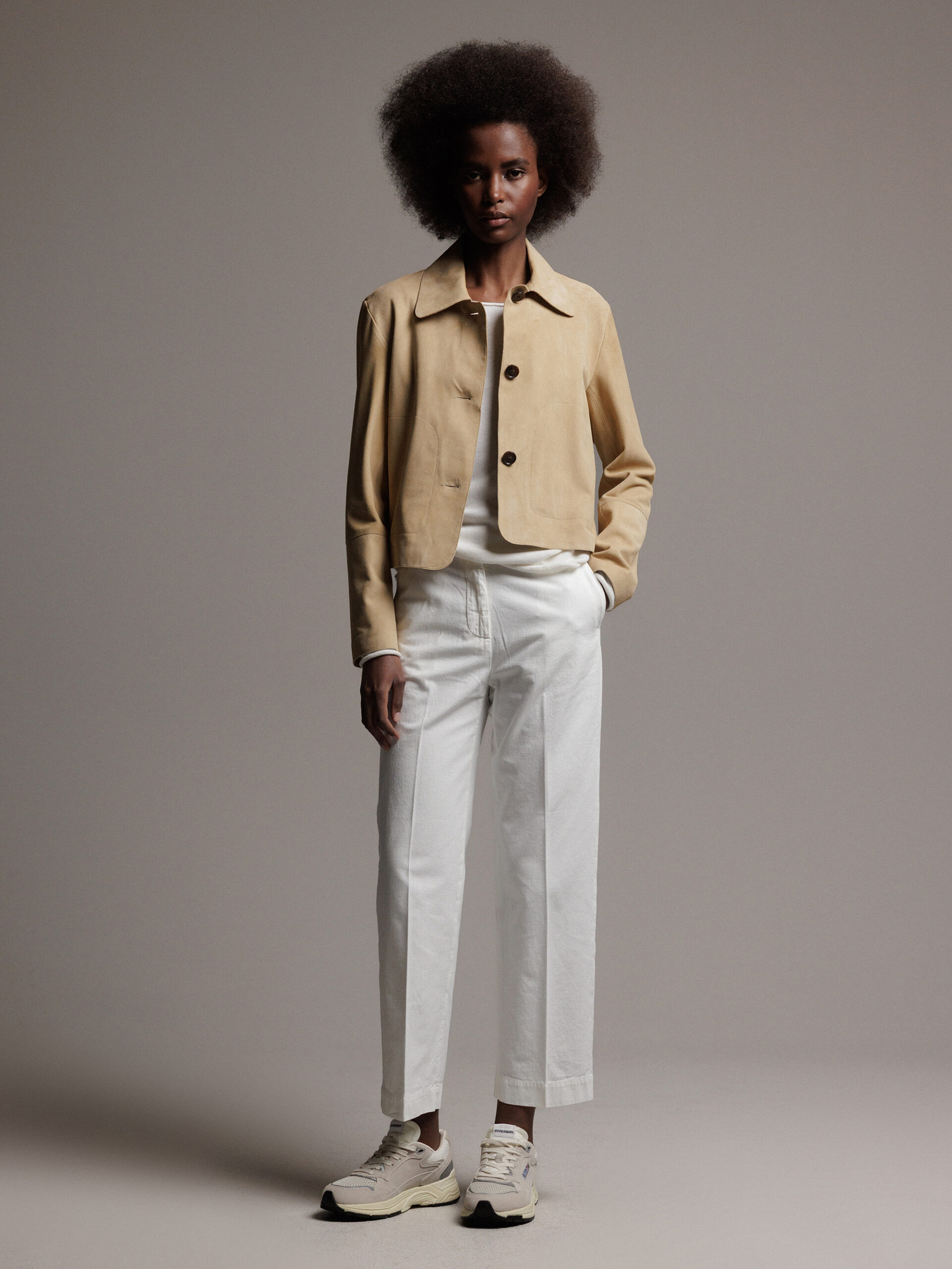 NINE IN THE MORNING Cropped Chinohose Damen (WHITE)