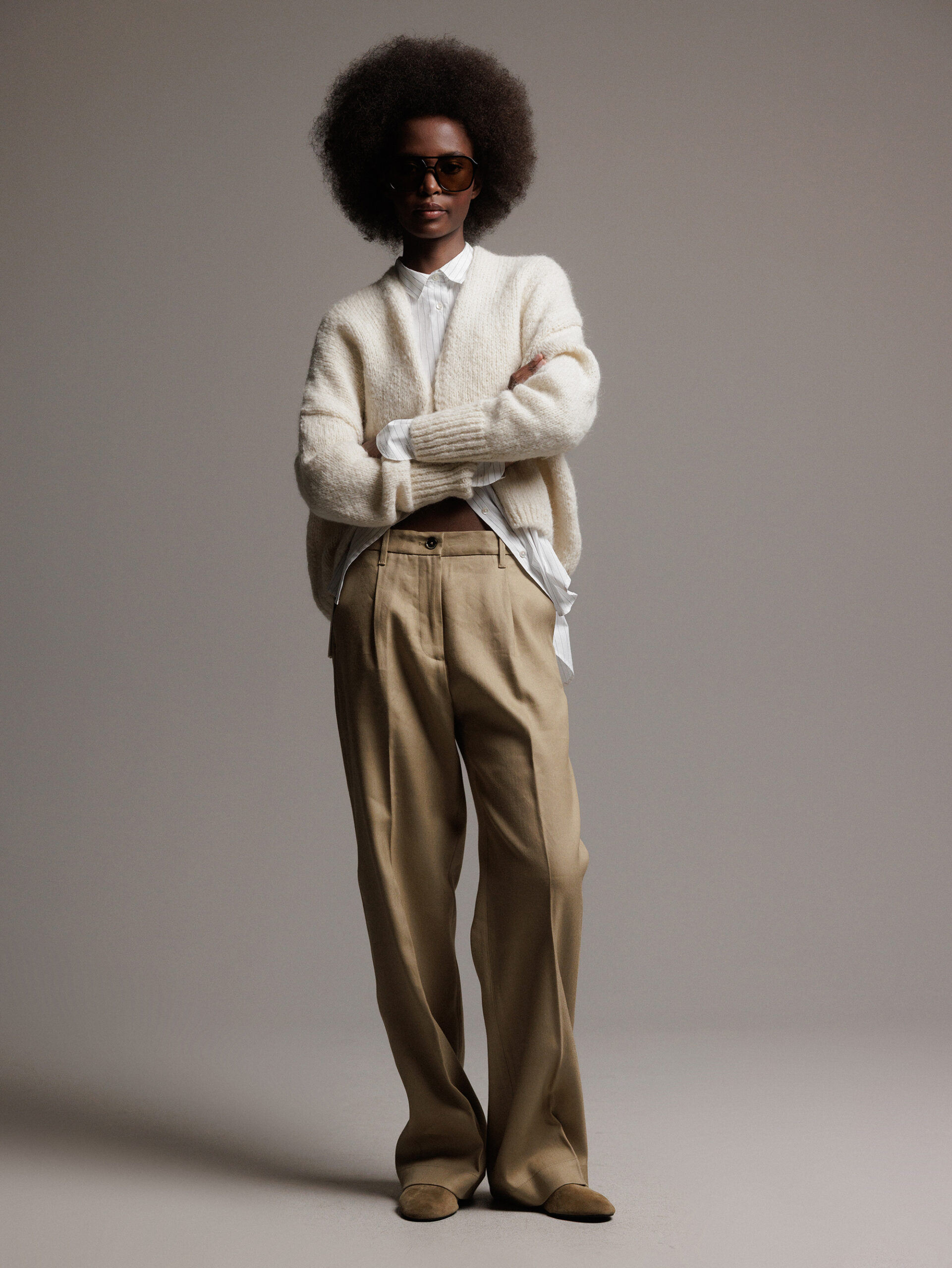 NINE IN THE MORNING Weite Hose aus Leinen Damen (CAMEL)