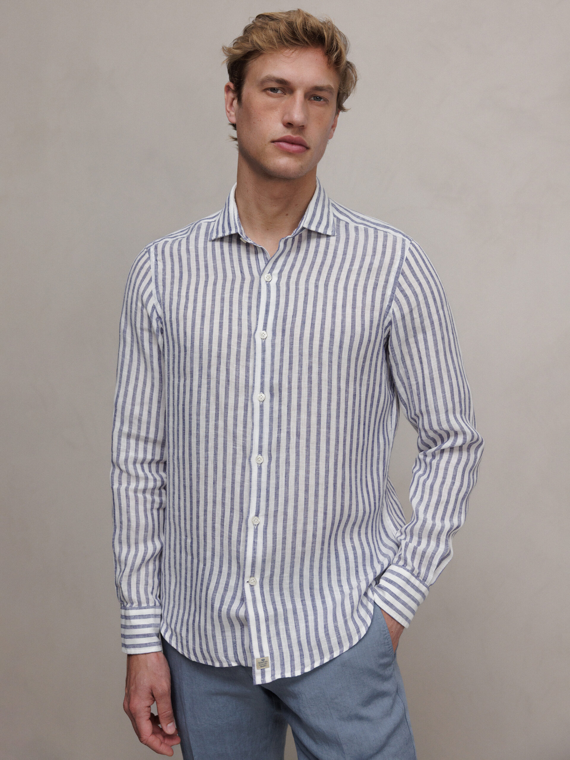 SONRISA Hemd aus Leinen Herren (06 BLAU STR)