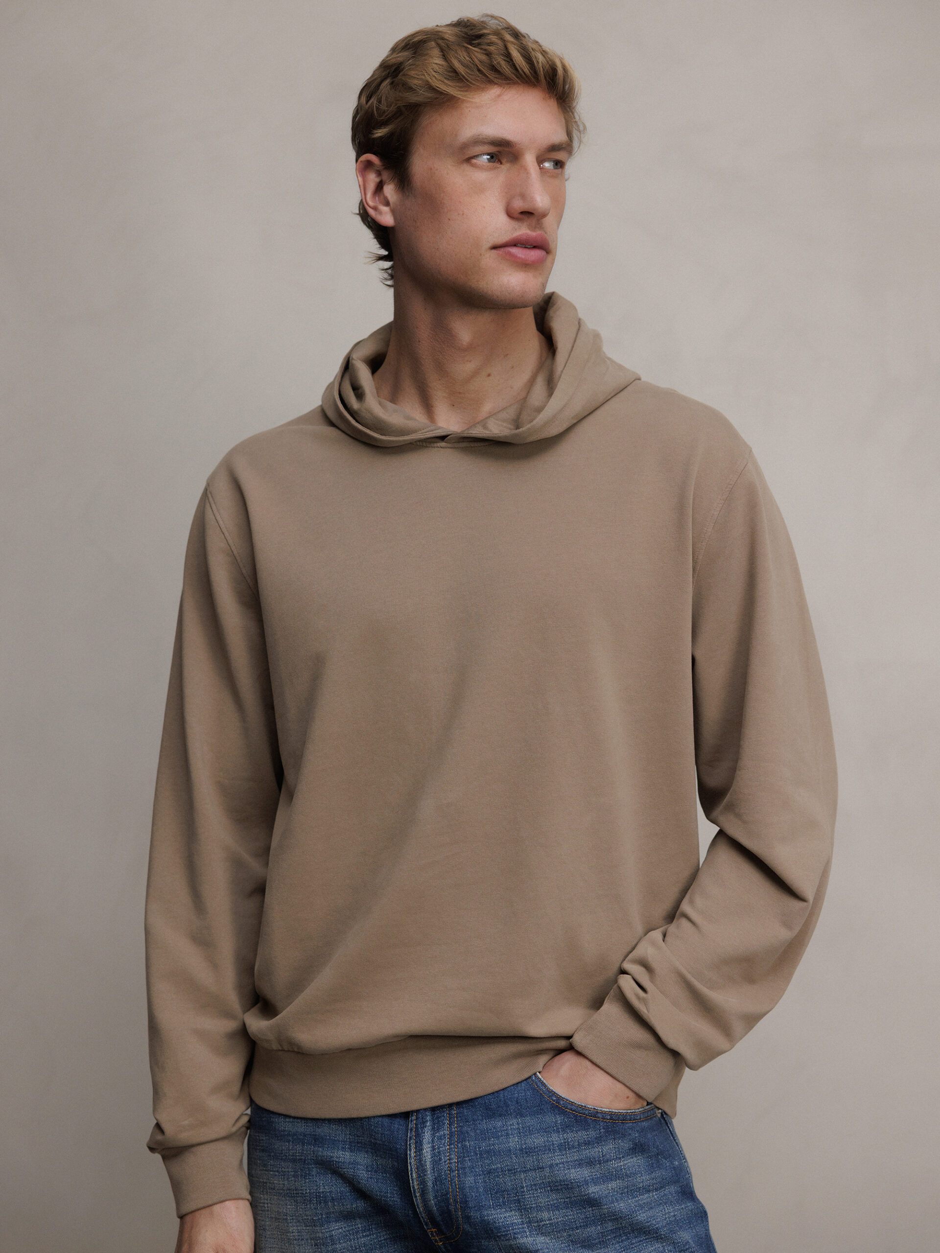 04651 Hoodie aus Baumwolle Herren (TAUPE)