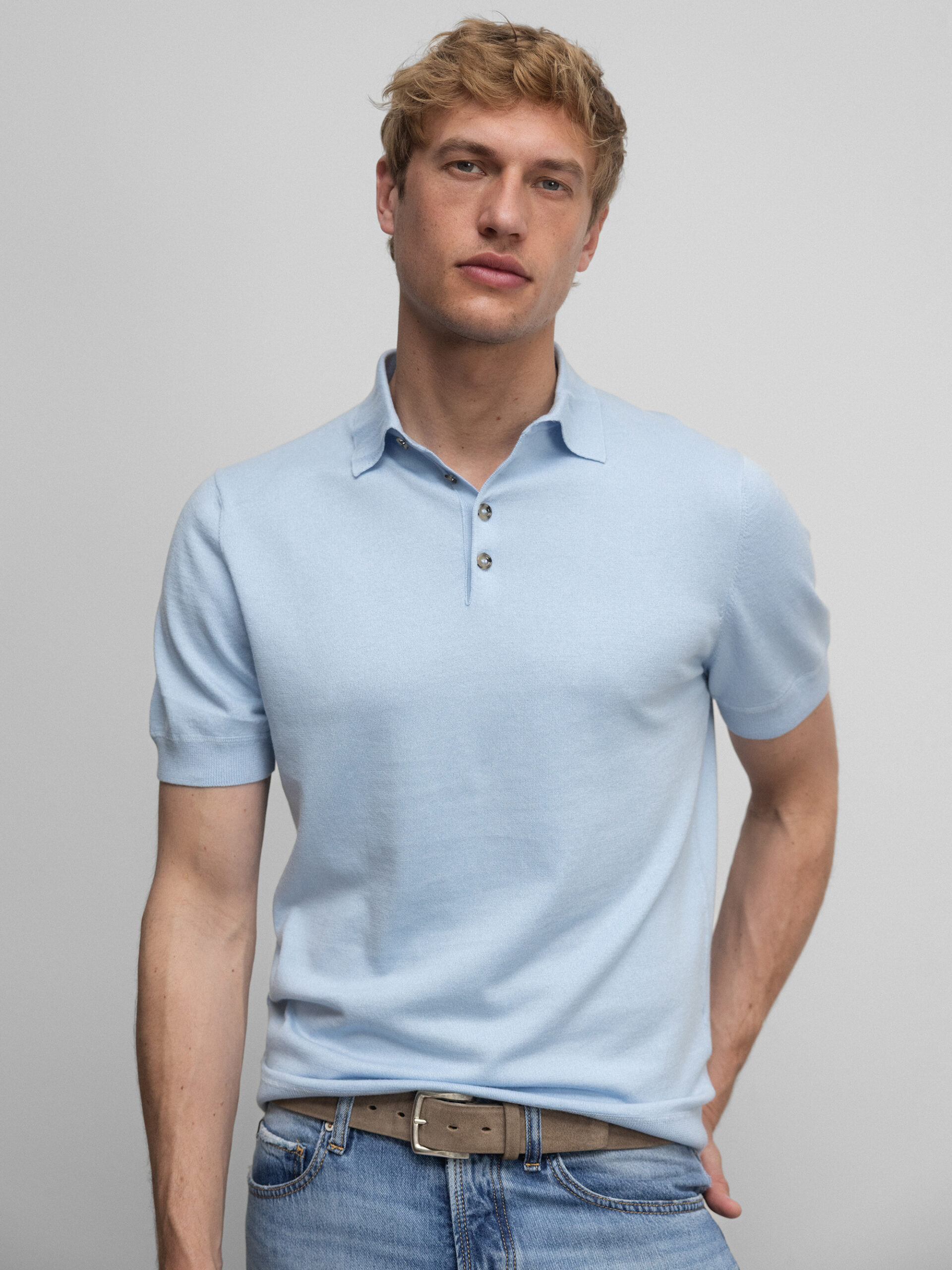 ALLUDE Strick-Poloshirt Herren (11 L BLUE)