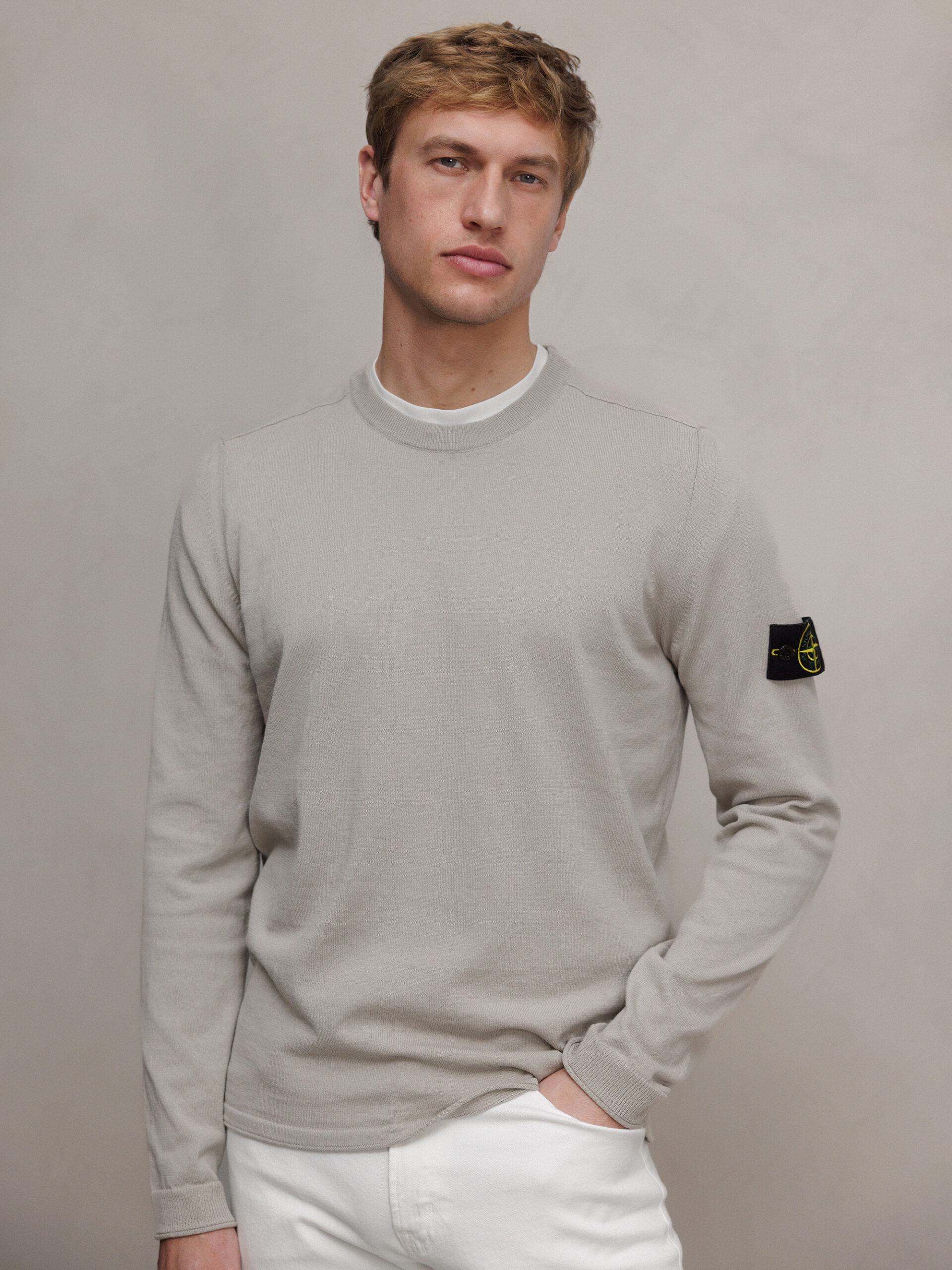 STONE ISLAND Feinstrickpullover aus Baumwolle Herren (V0061 PEARL GREY)
