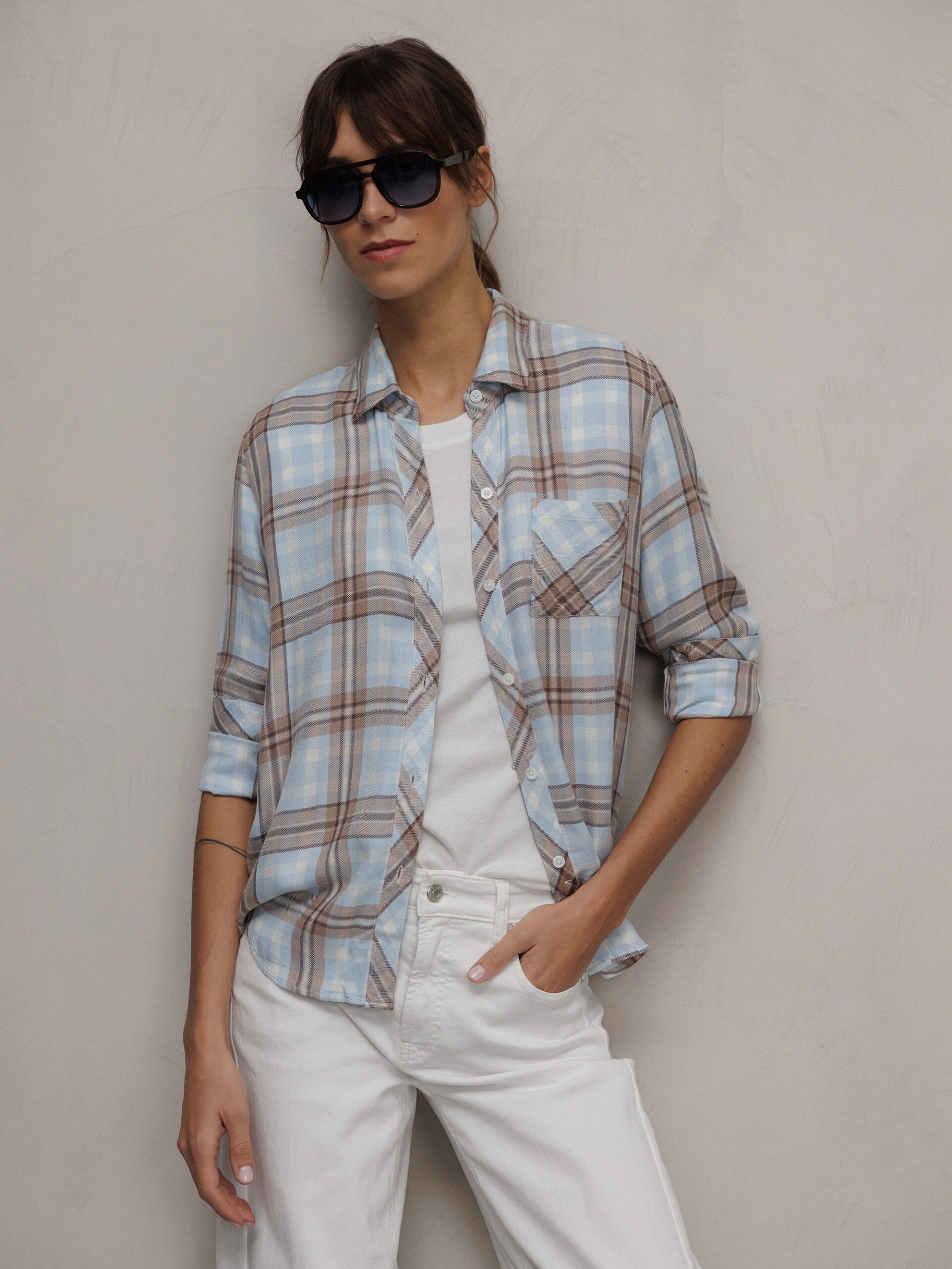 RAILS Hemdbluse Damen (8585 KARO ECRU/BLEU/SAND)