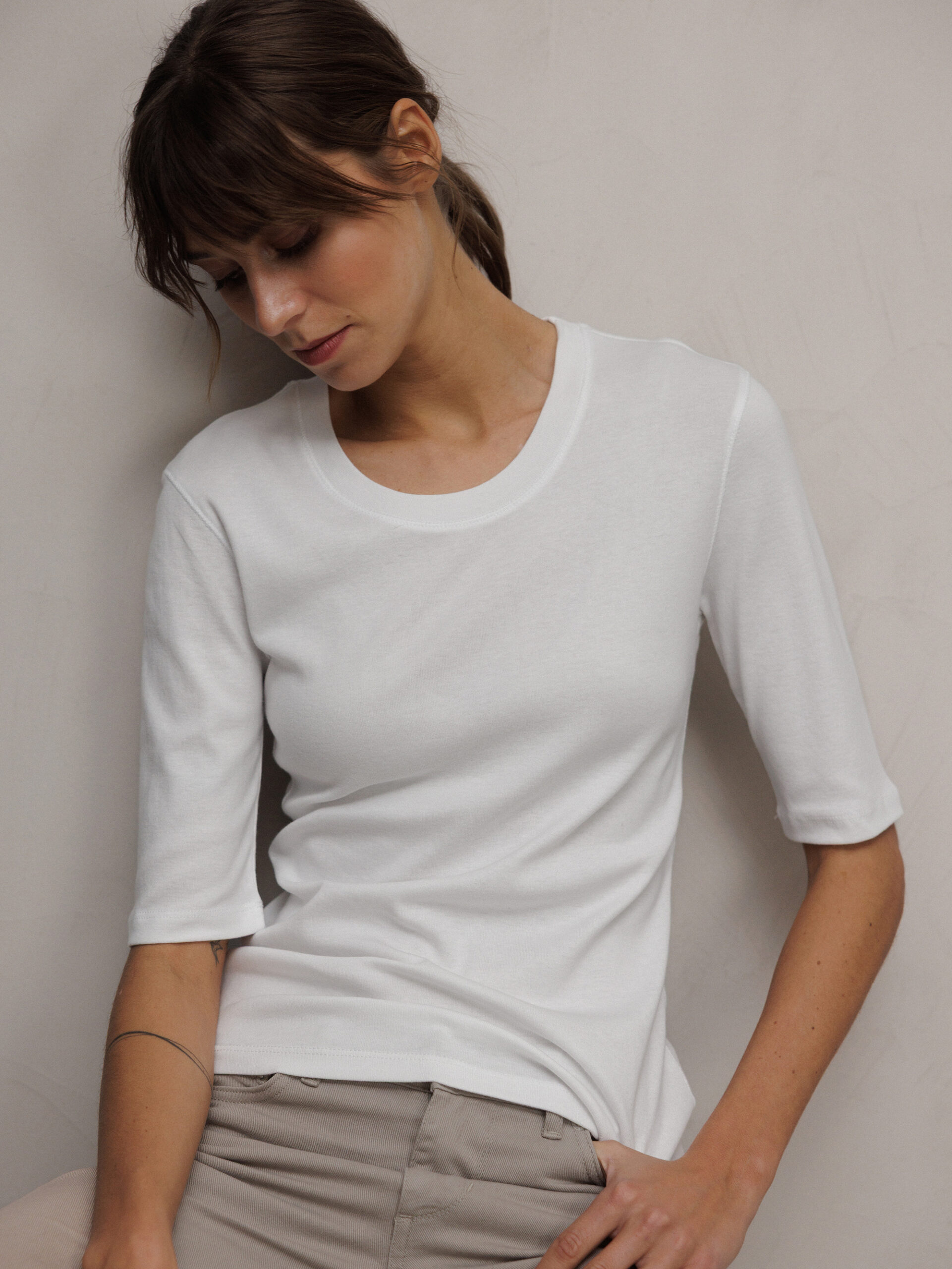 MOS MOSH Shirt aus Baumwolle Damen (101 WHITE)